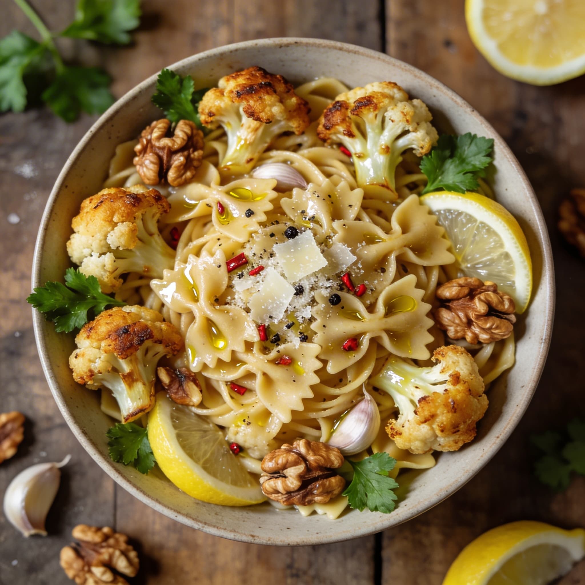 Winterliche Blumenkohl-Walnuss-Pasta
