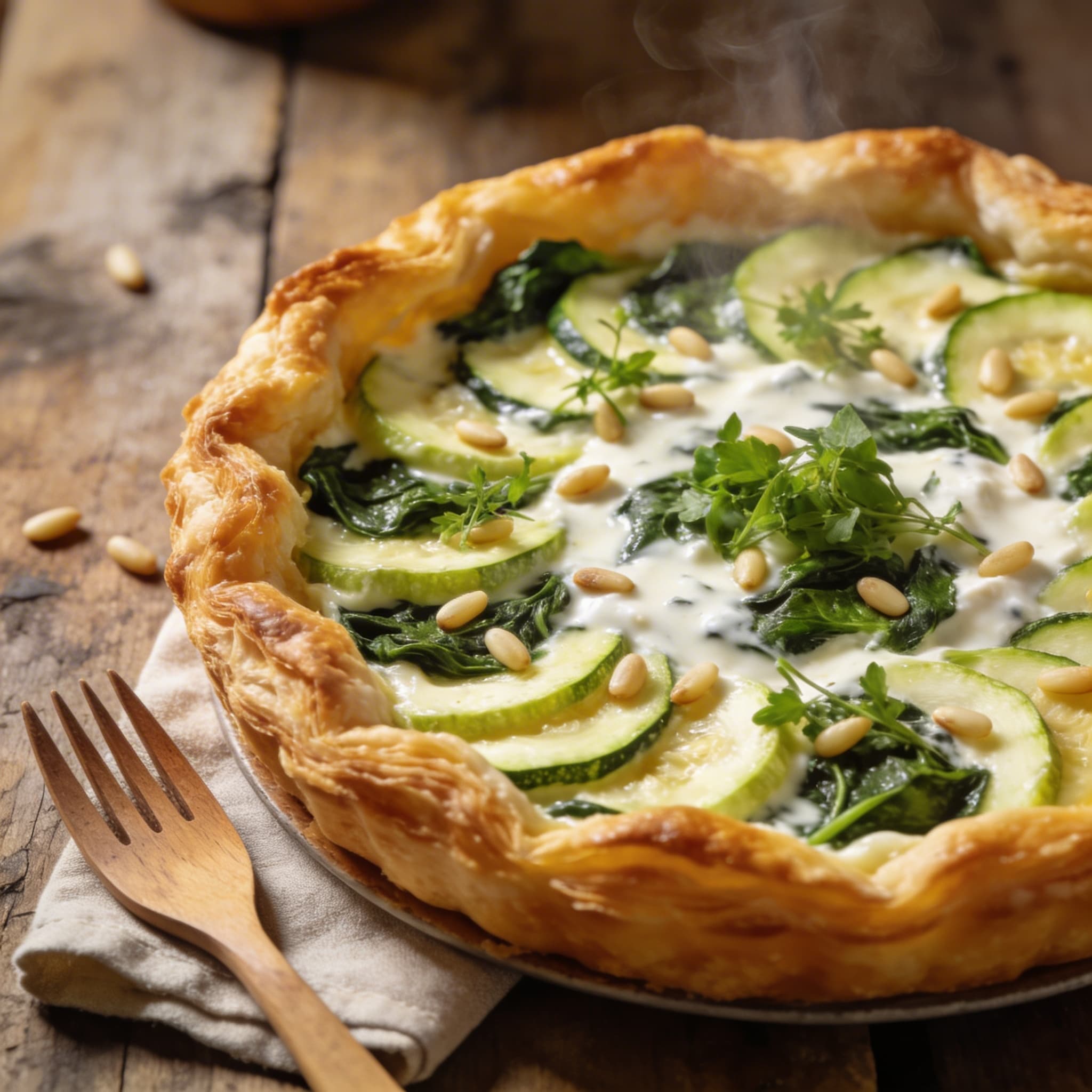 Knusprige Spinat-Zucchini-Tarte