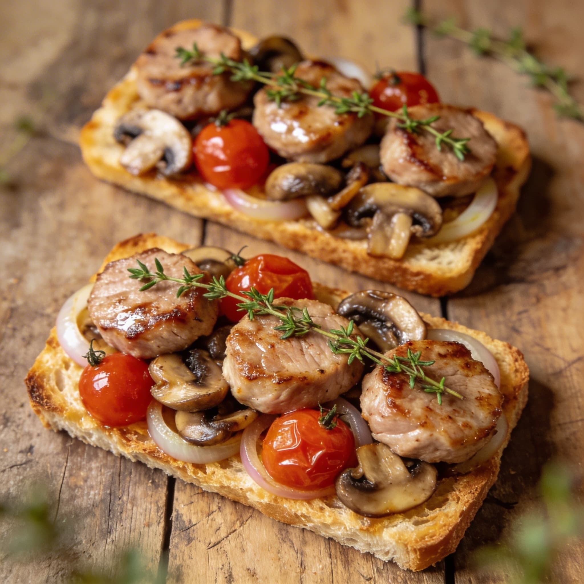 Gebratenes Schweinefilet auf Toast