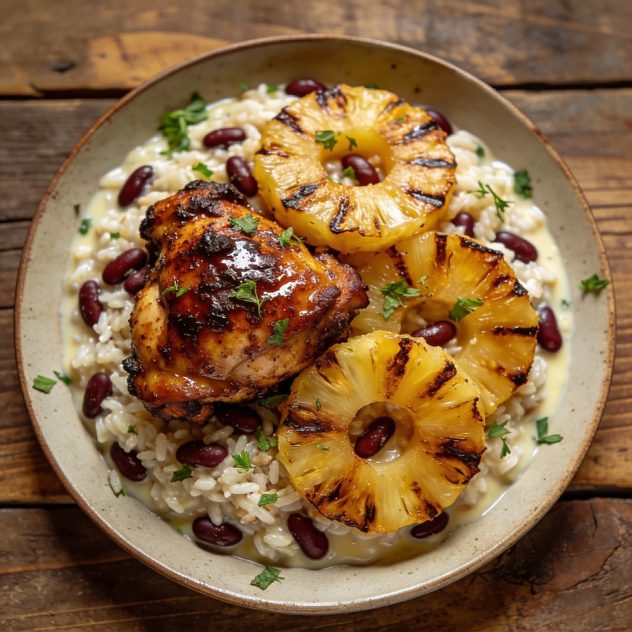 Jamaikanisches Jerk Chicken mit Kokosreis