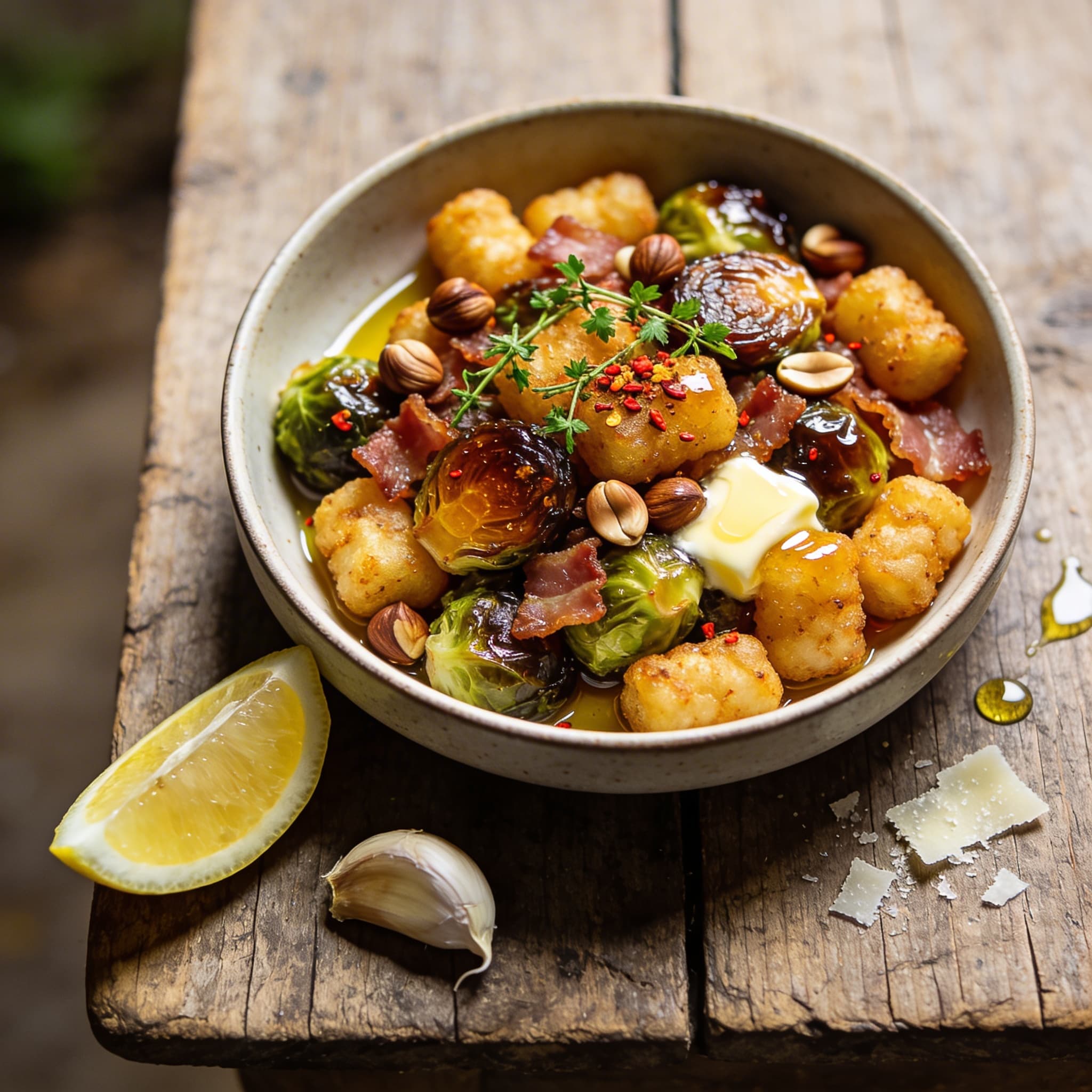 Knusprige Gnocchi-Rosenkohl-Pfanne