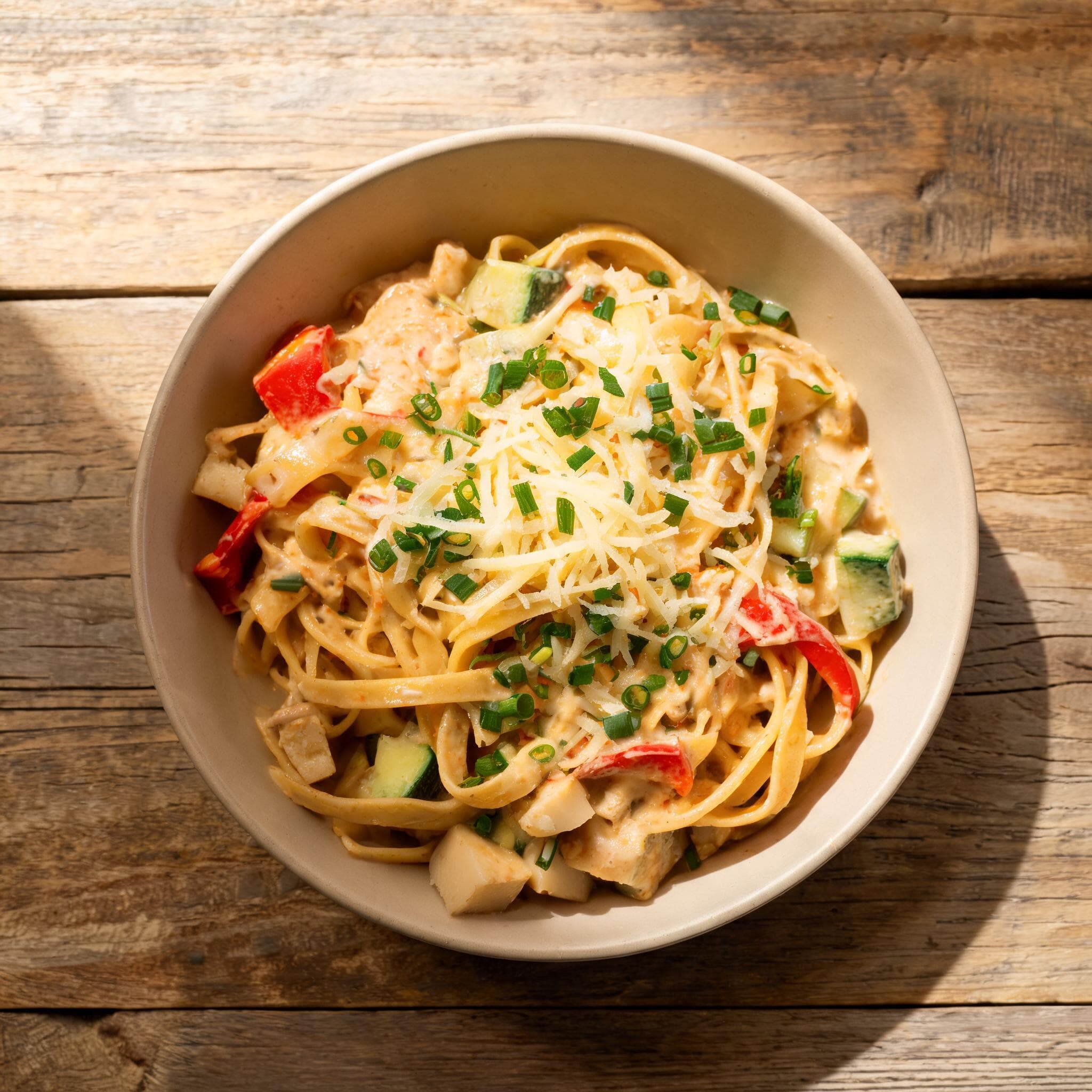 Tagliatelle with Vegetable Cheese Sauce