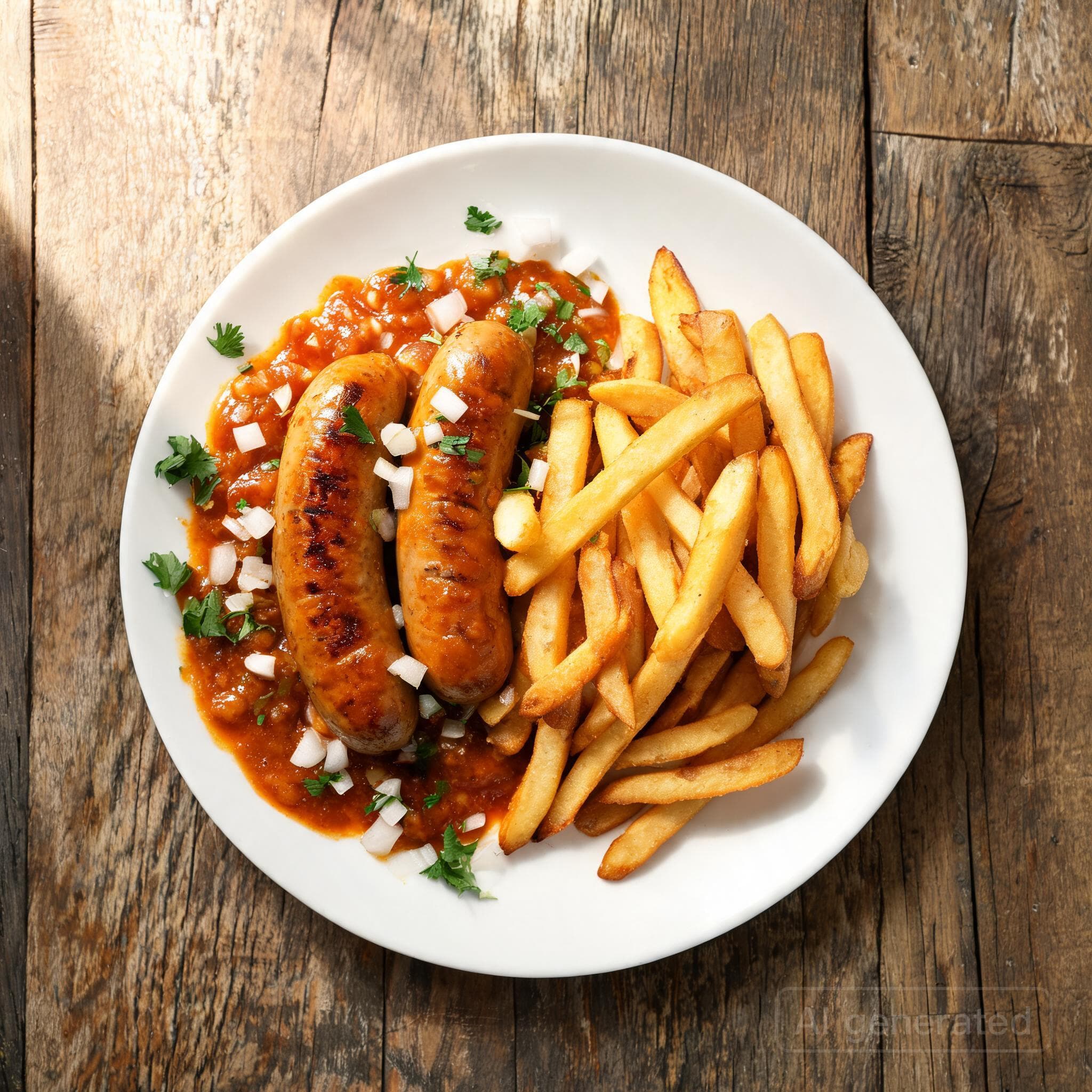 Currywurst mit Pommes
