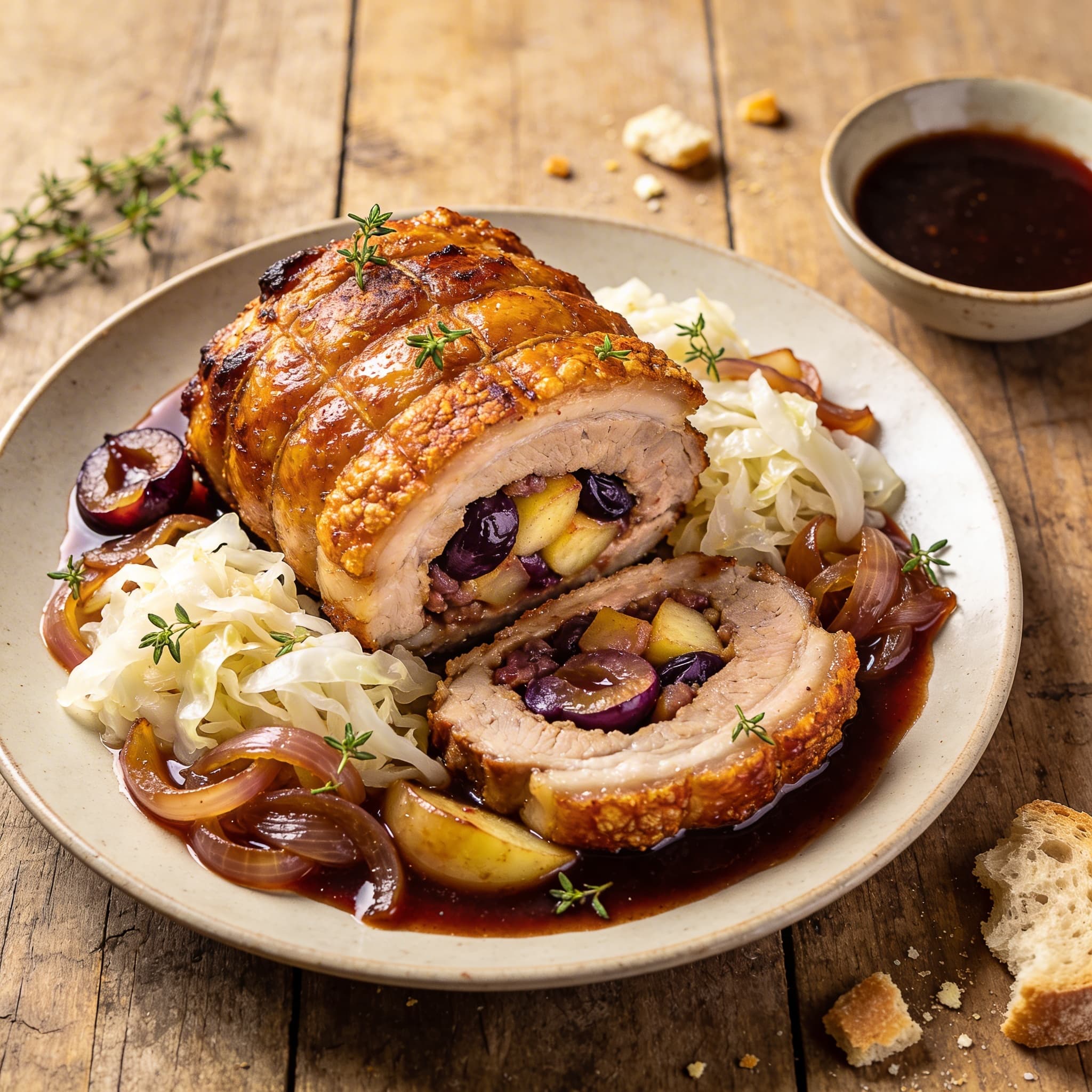 Gefüllter Schweinebauch mit Weißkohl
