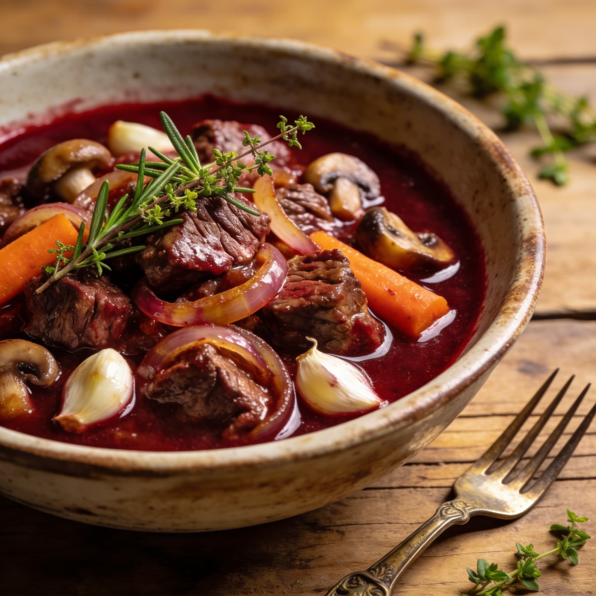 Wildgulasch in Rotweinsauce