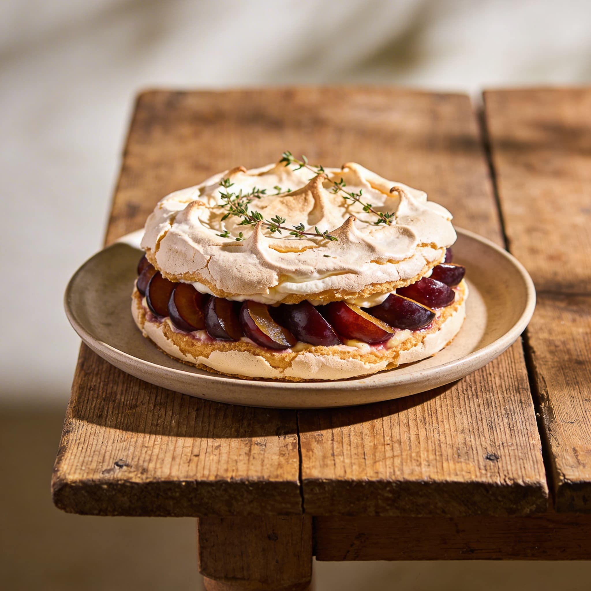 Luftige Pflaumen-Baiser-Torte