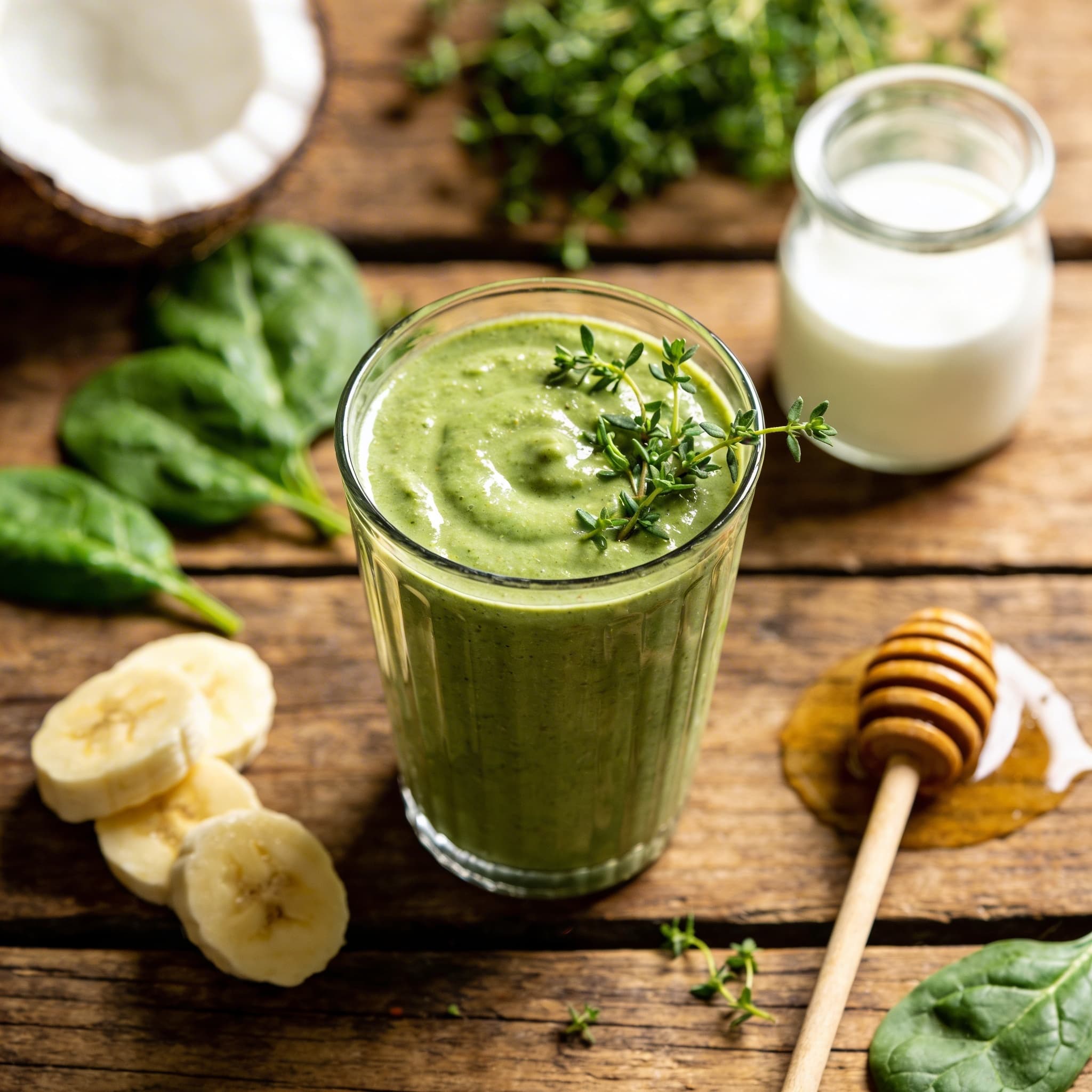 Cremiger Kokos-Spinat-Smoothie