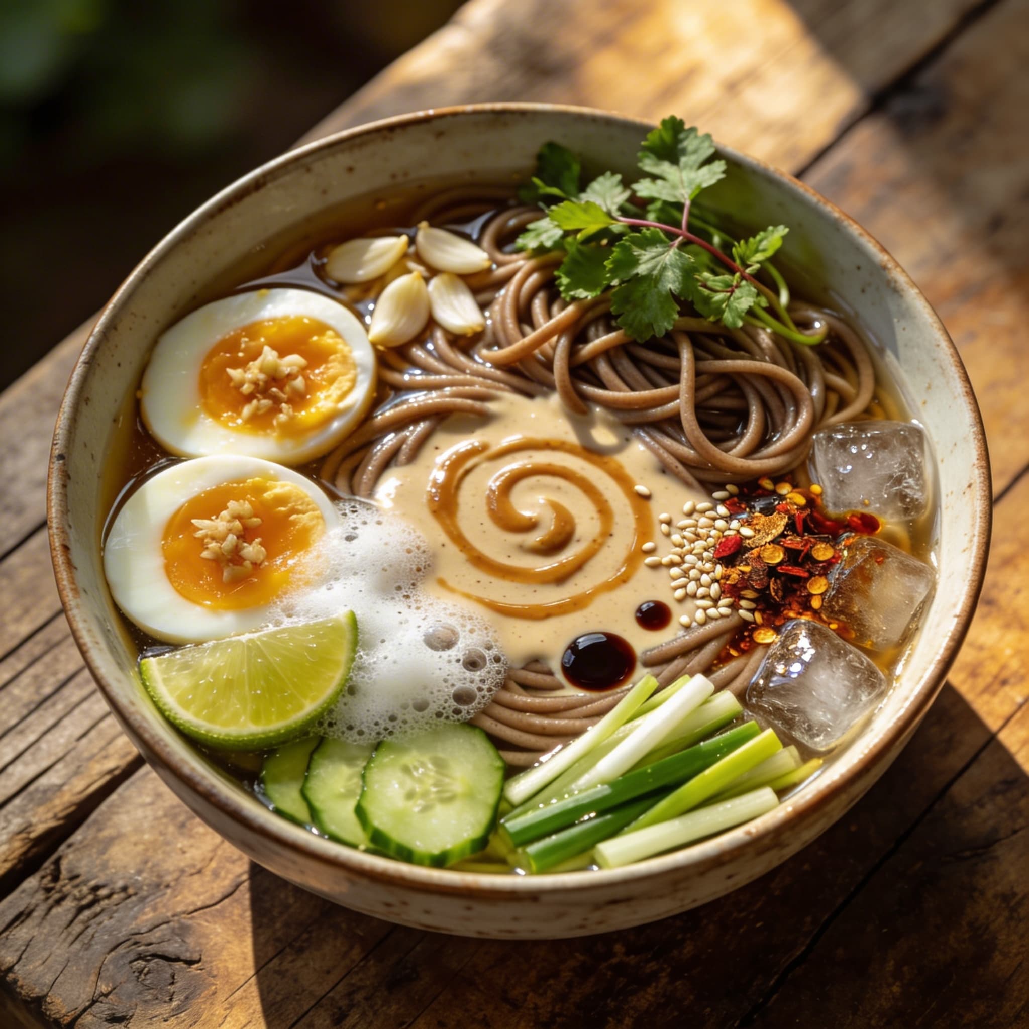 Kalte Soba-Suppe mit Tahini