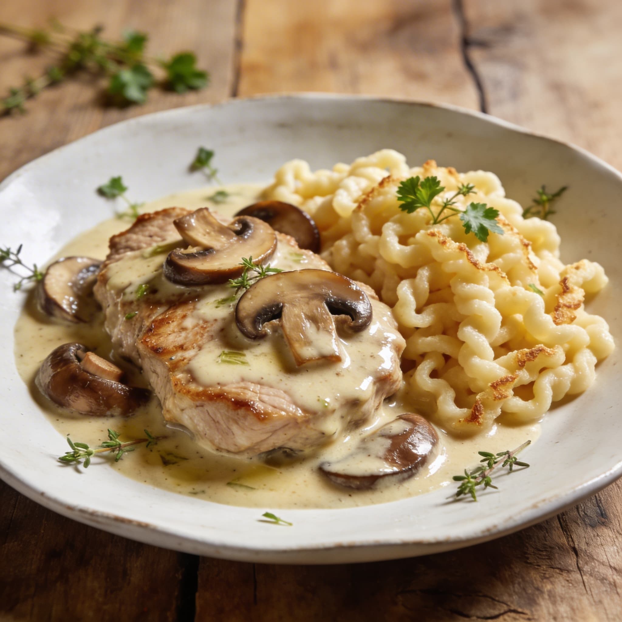 Herzhaftes Schweinefilet-Pilz-Ragout