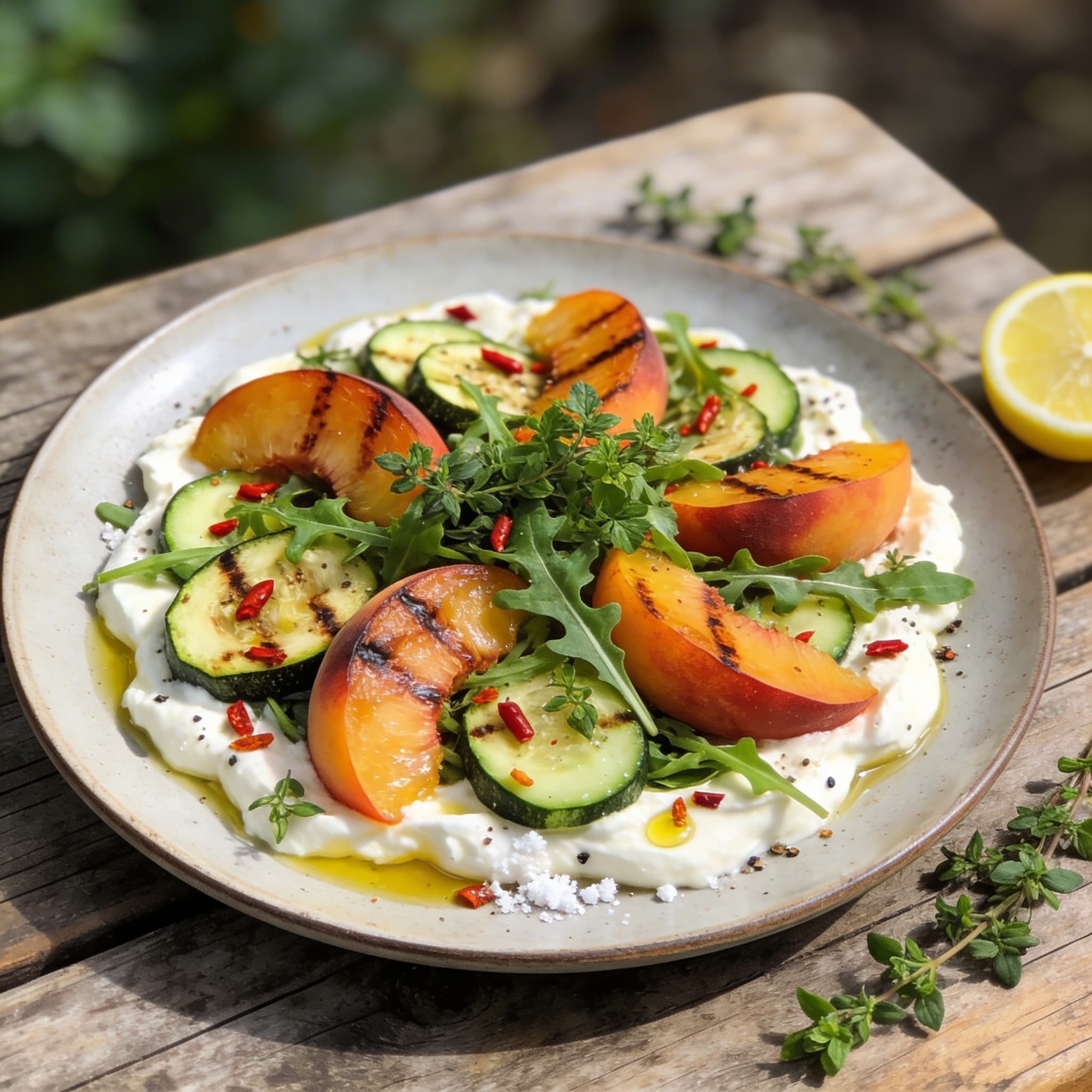 Gegrillter Pfirsich-Zucchini-Salat