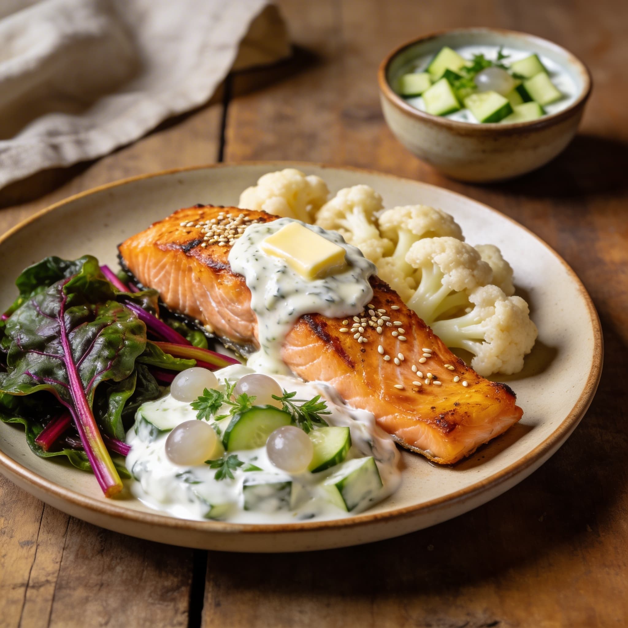 Gebackener Lachs mit Raita