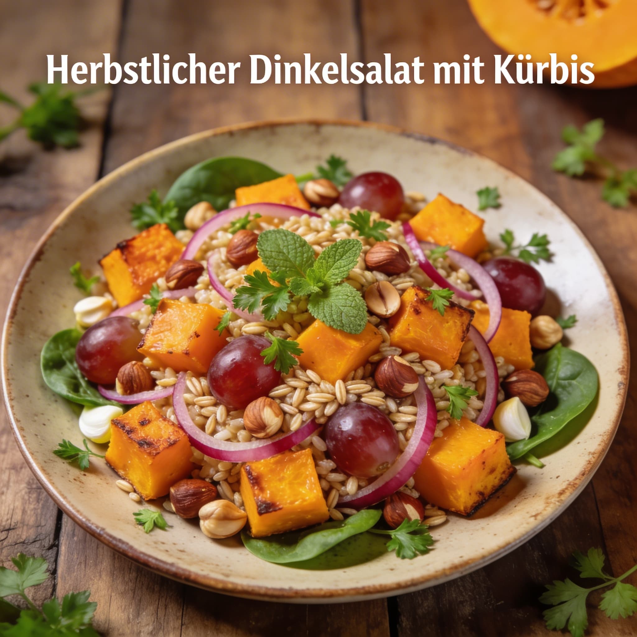 Herbstlicher Dinkelsalat mit Kürbis