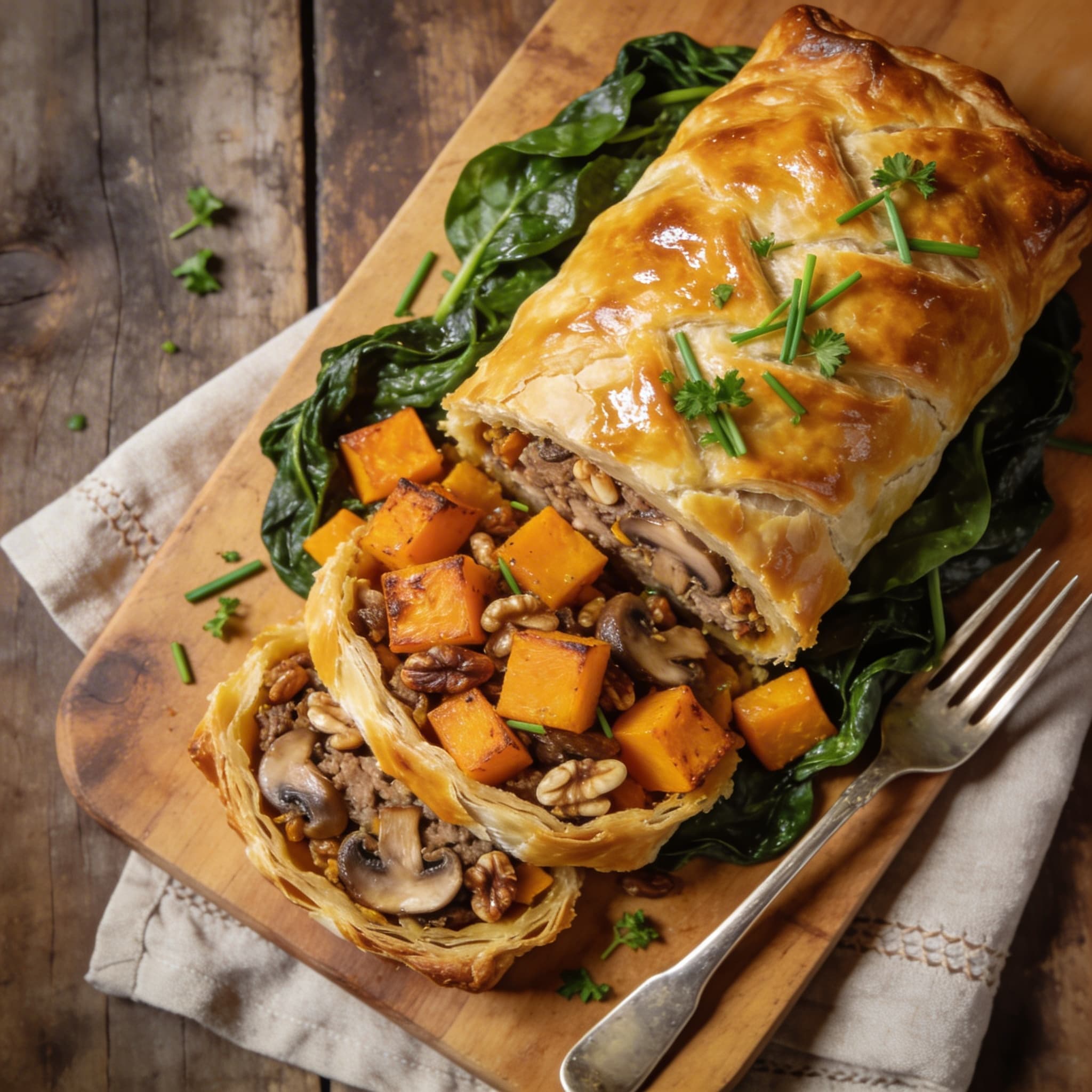 Festliches Butternut Kürbis Wellington