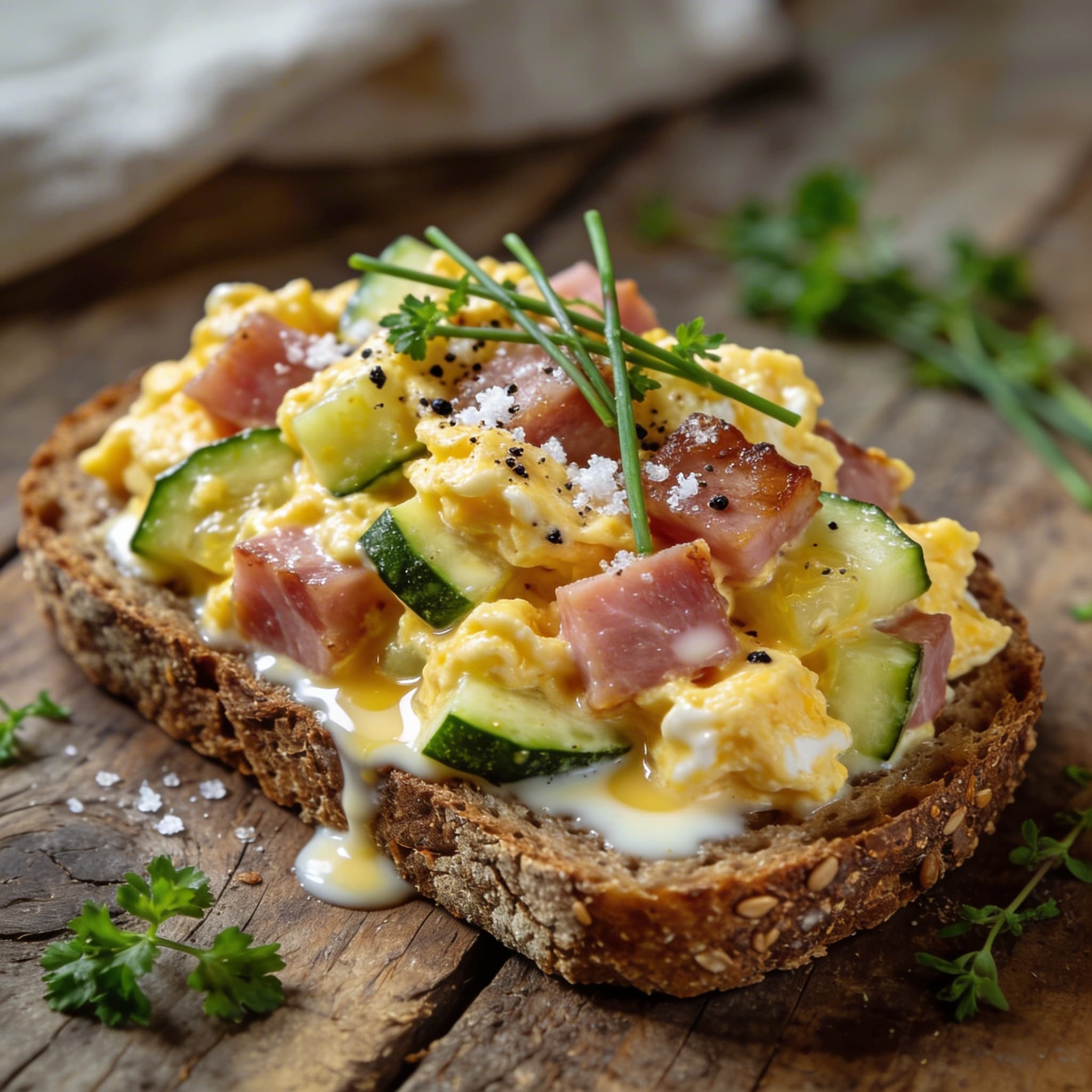 Herzhaftes Zucchini-Schinken-Rührei