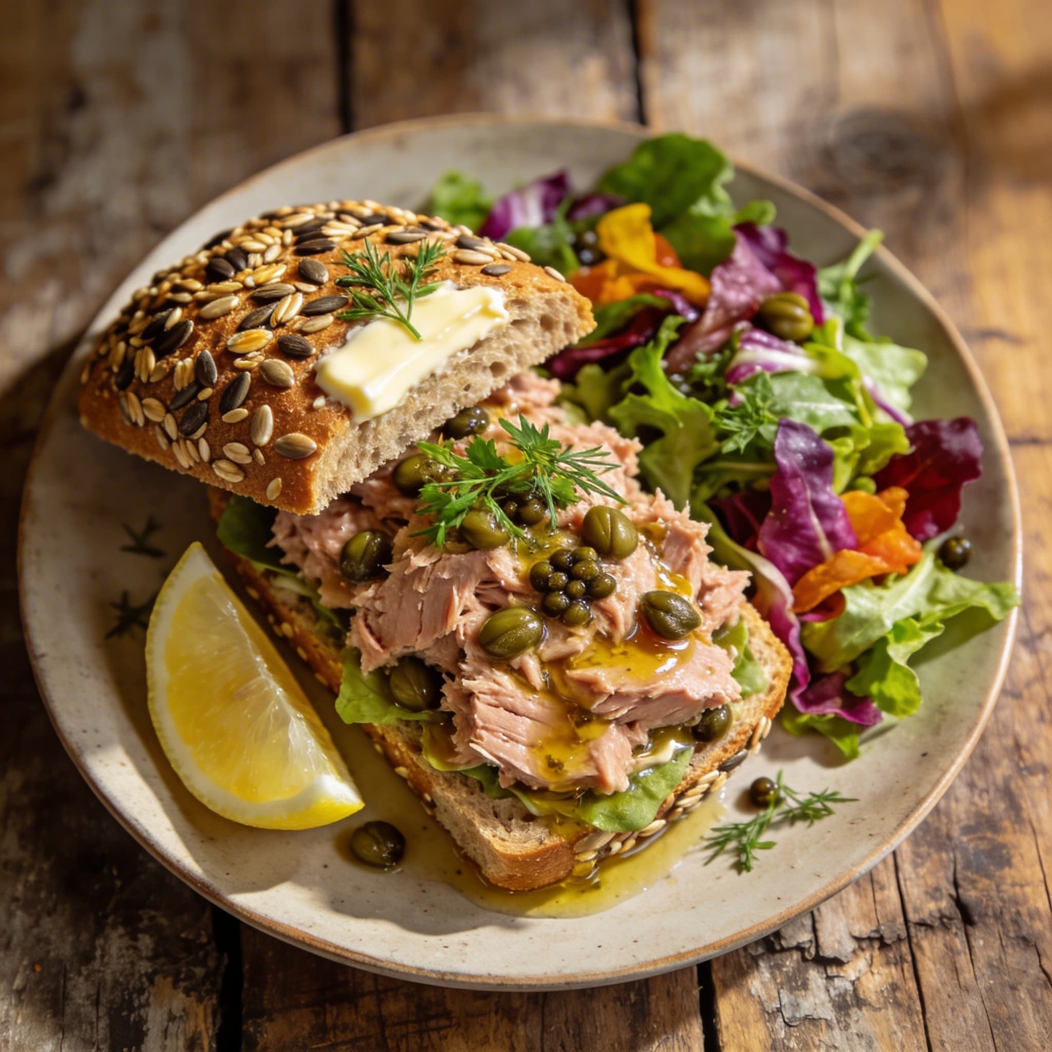 Thunfisch-Sandwich mit Kapern-Vinaigrette