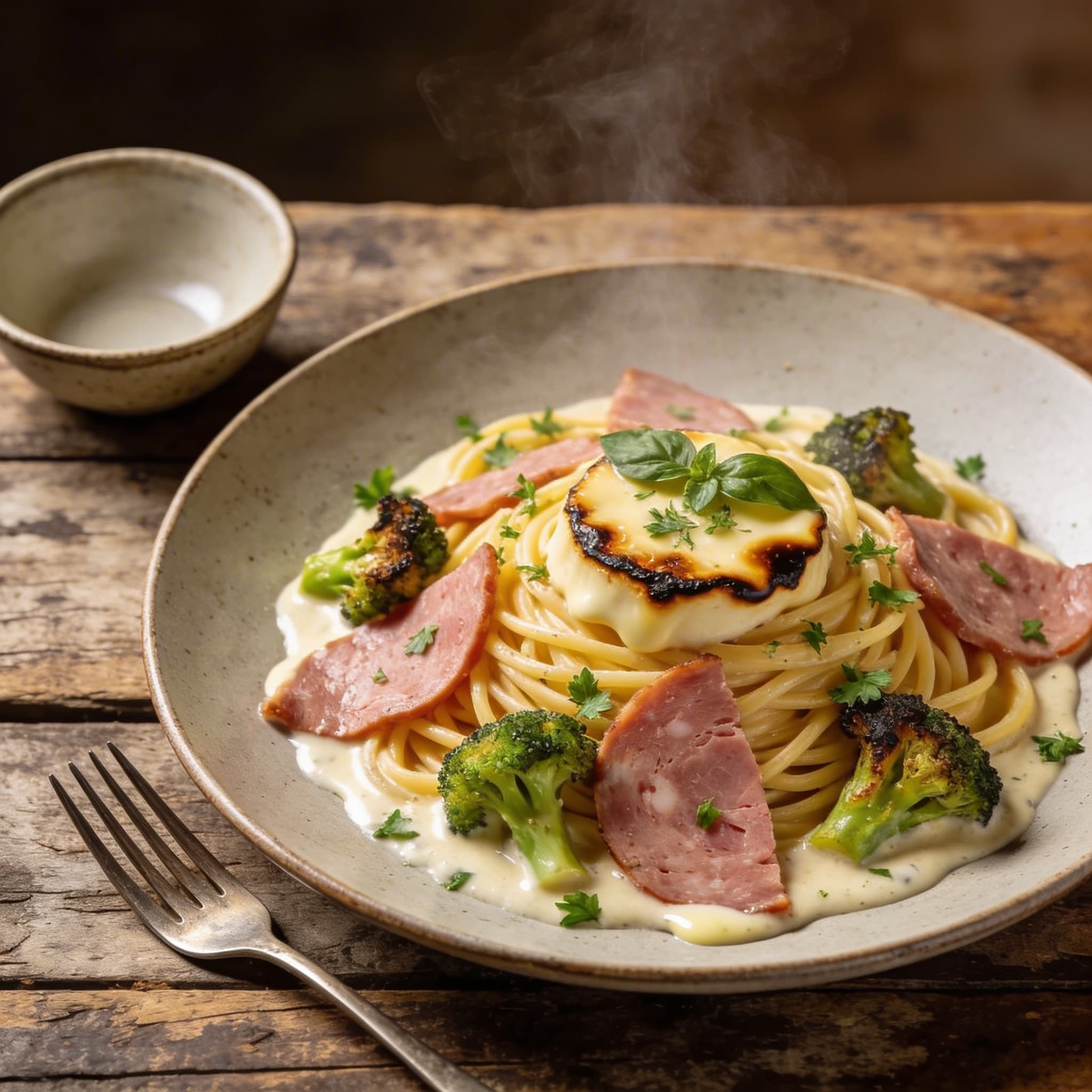 Pasta mit Mortadella und Scamorza