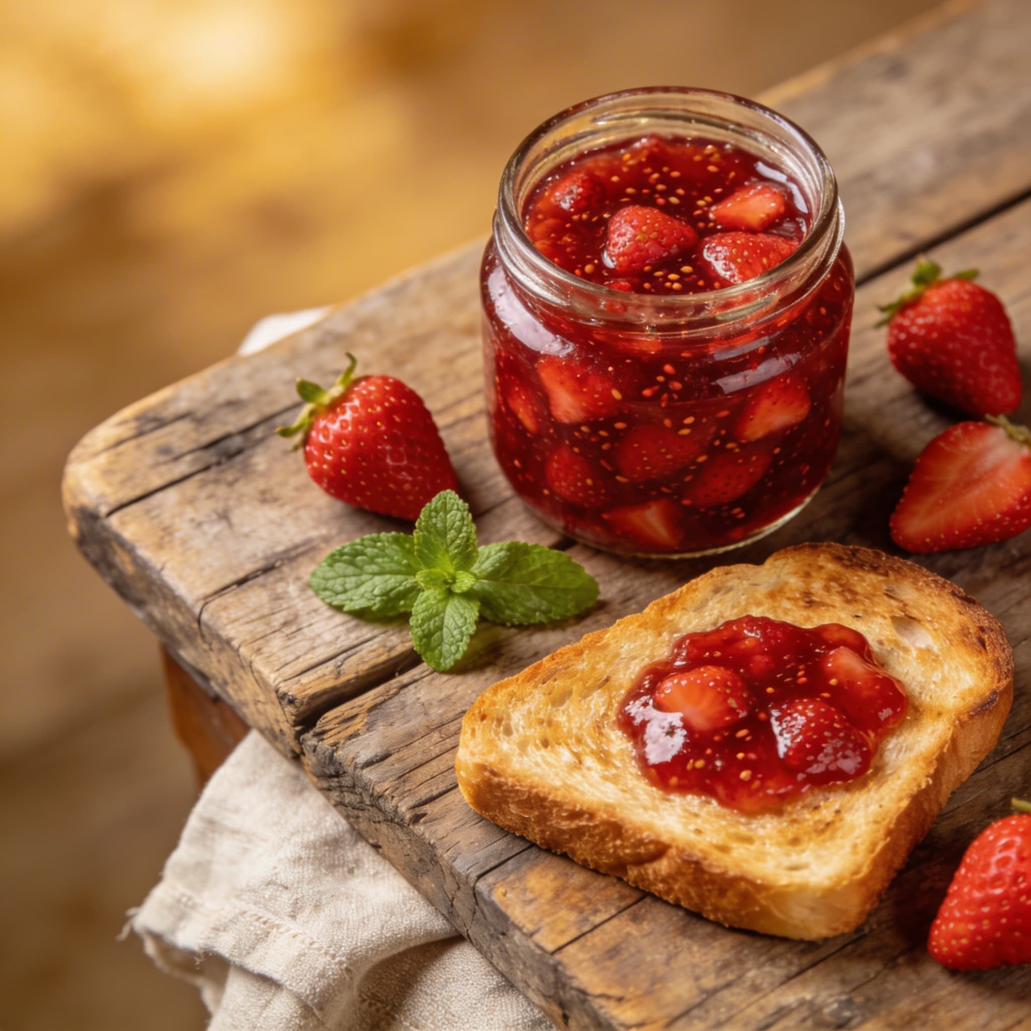 Selbstgemachte frische Erdbeerkonfitüre
