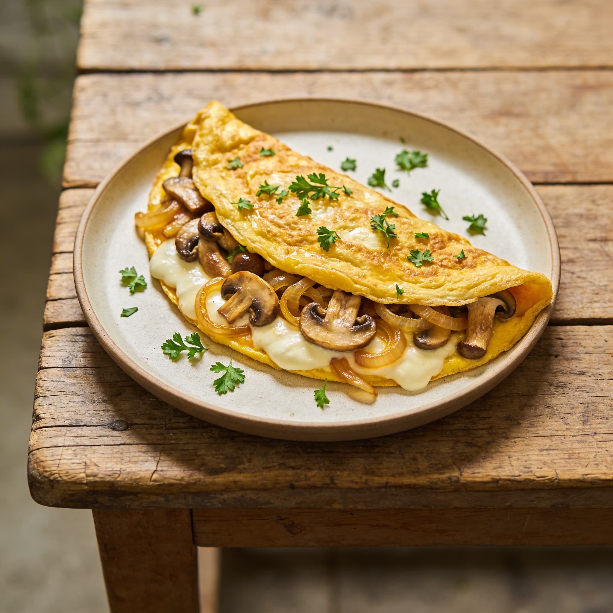 Herzhaftes Pfifferling-Mozzarella-Omelett