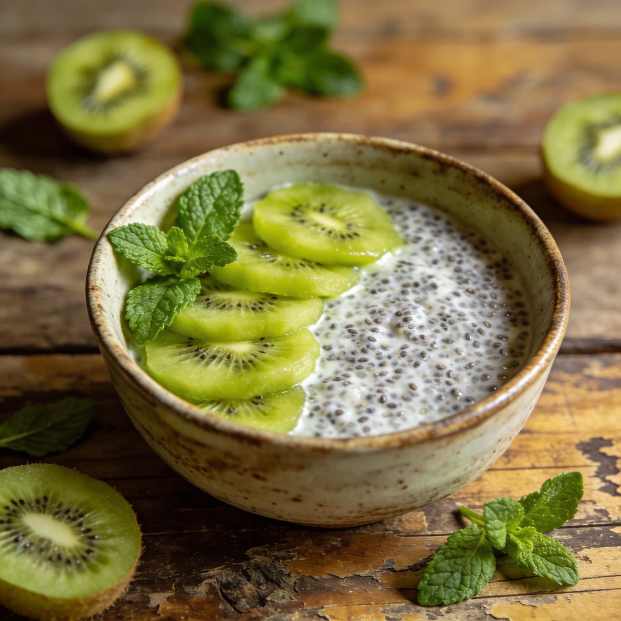 Süßer Chia-Kiwi-Pudding