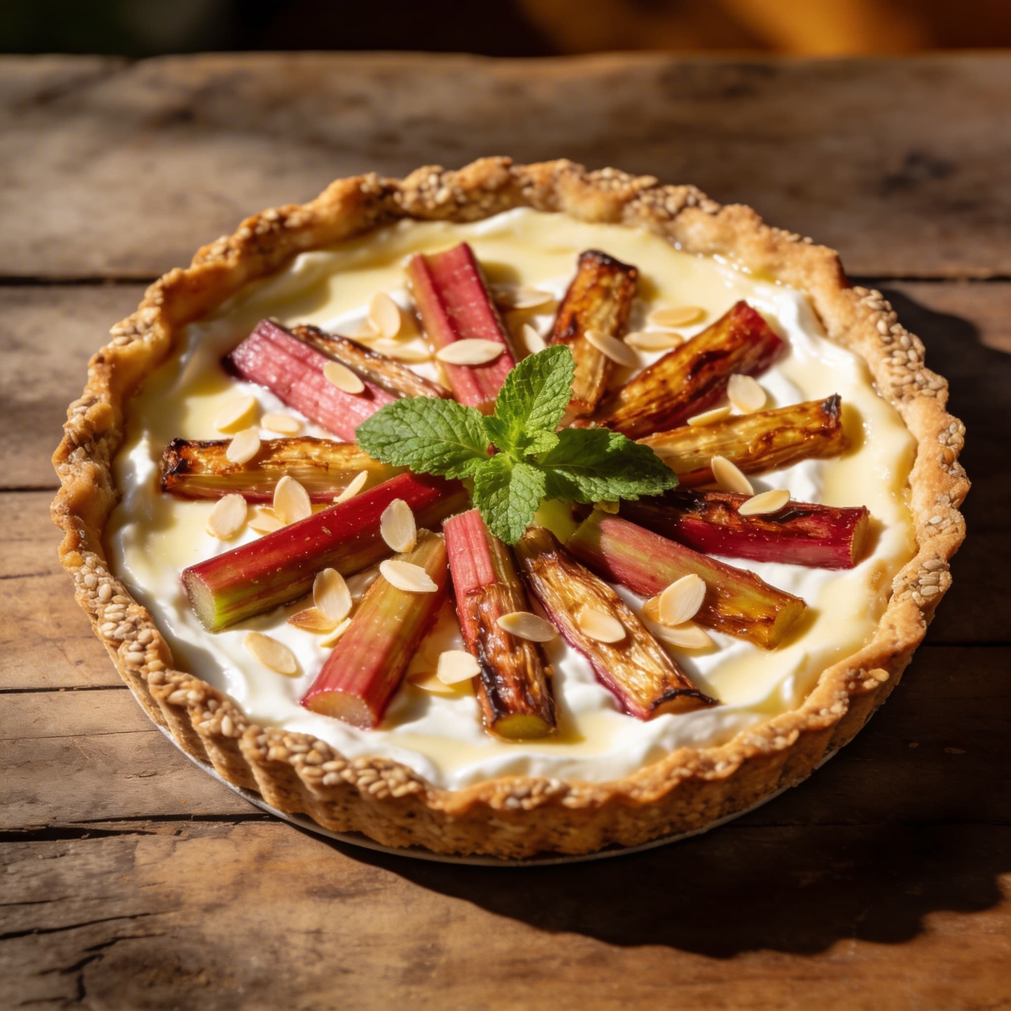 Frische Rhabarber-Joghurt-Tarte