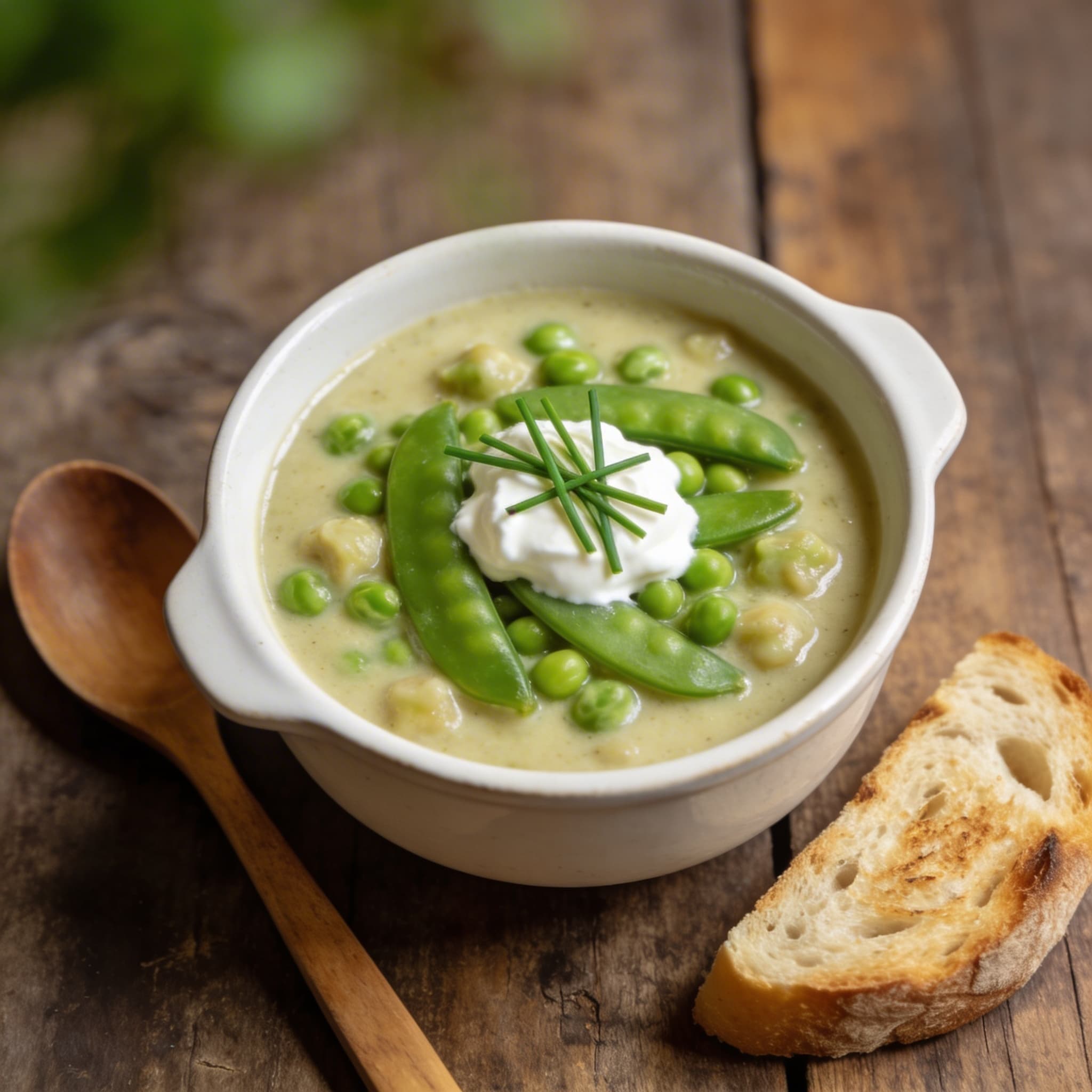 Cremige Erbsen-Zuckerschotensuppe
