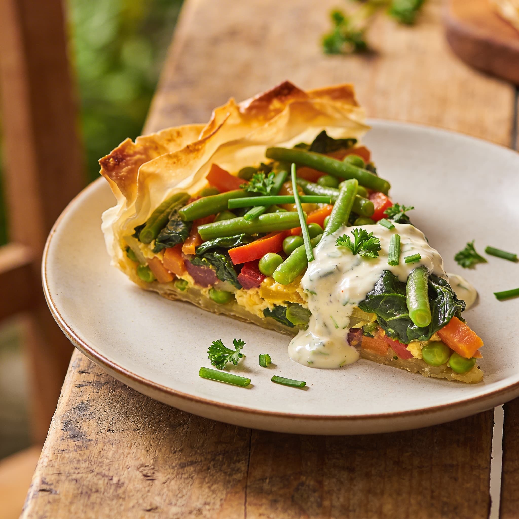 Knuspriger Filoteig-Gemüseauflauf