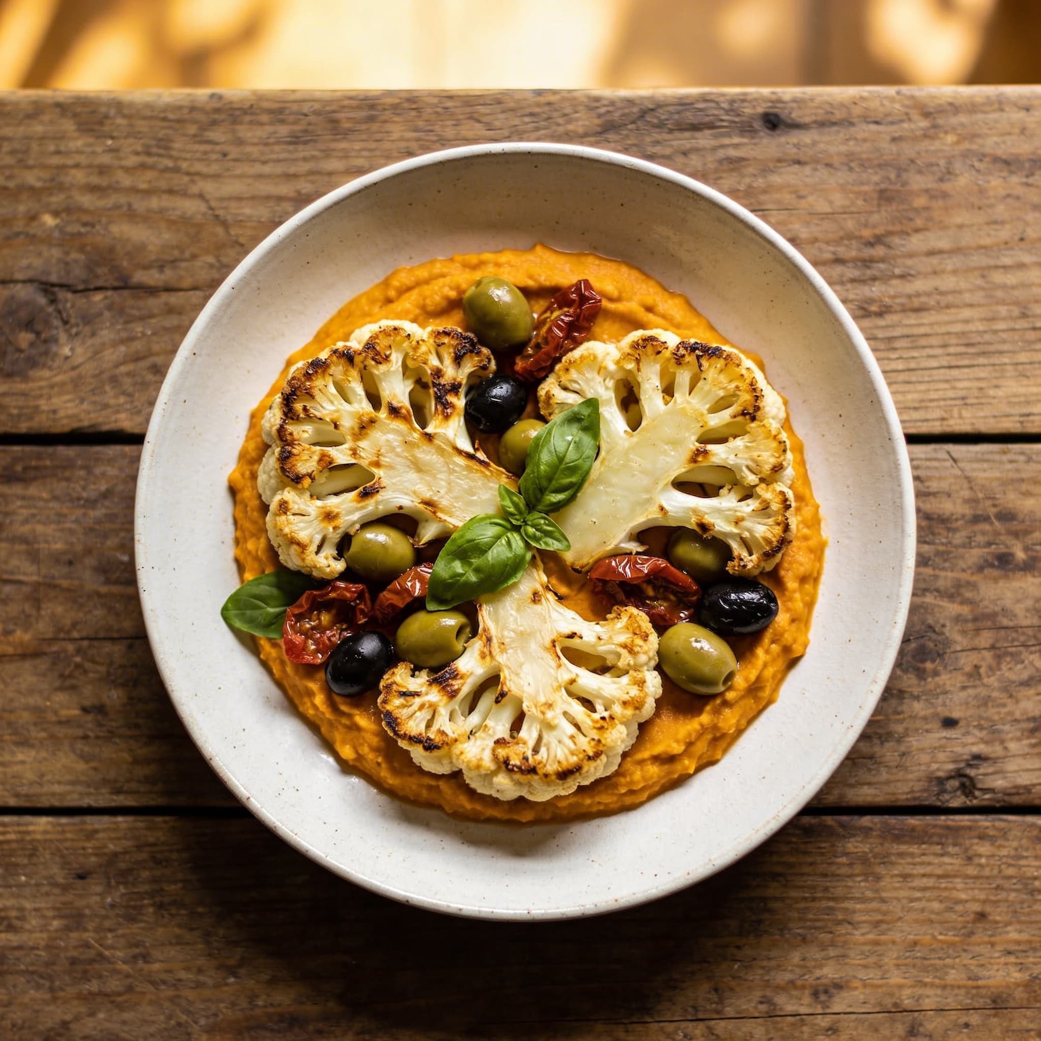 Blumenkohlsteaks mit Süßkartoffelpüree