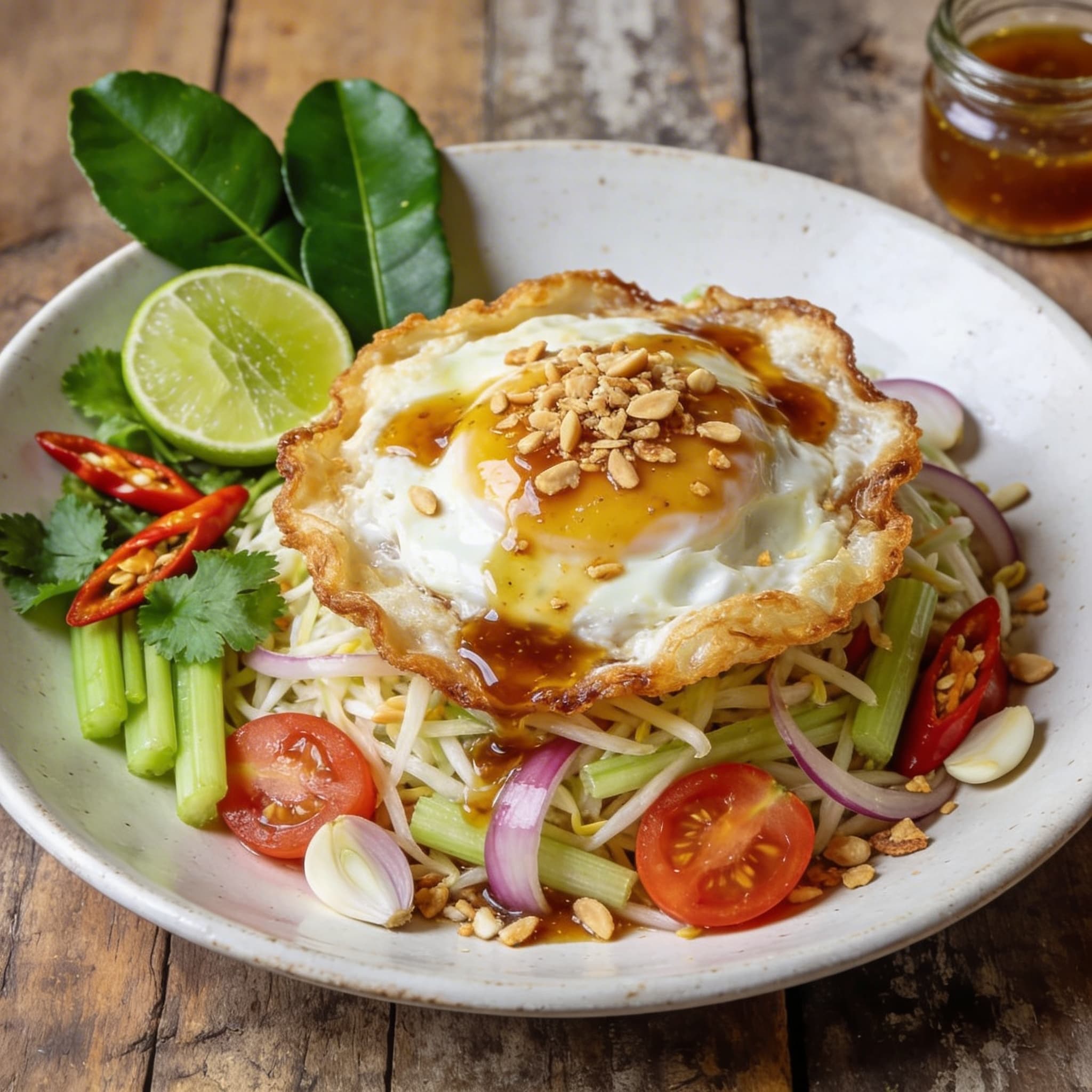 Thailändischer Spiegelei-Salat