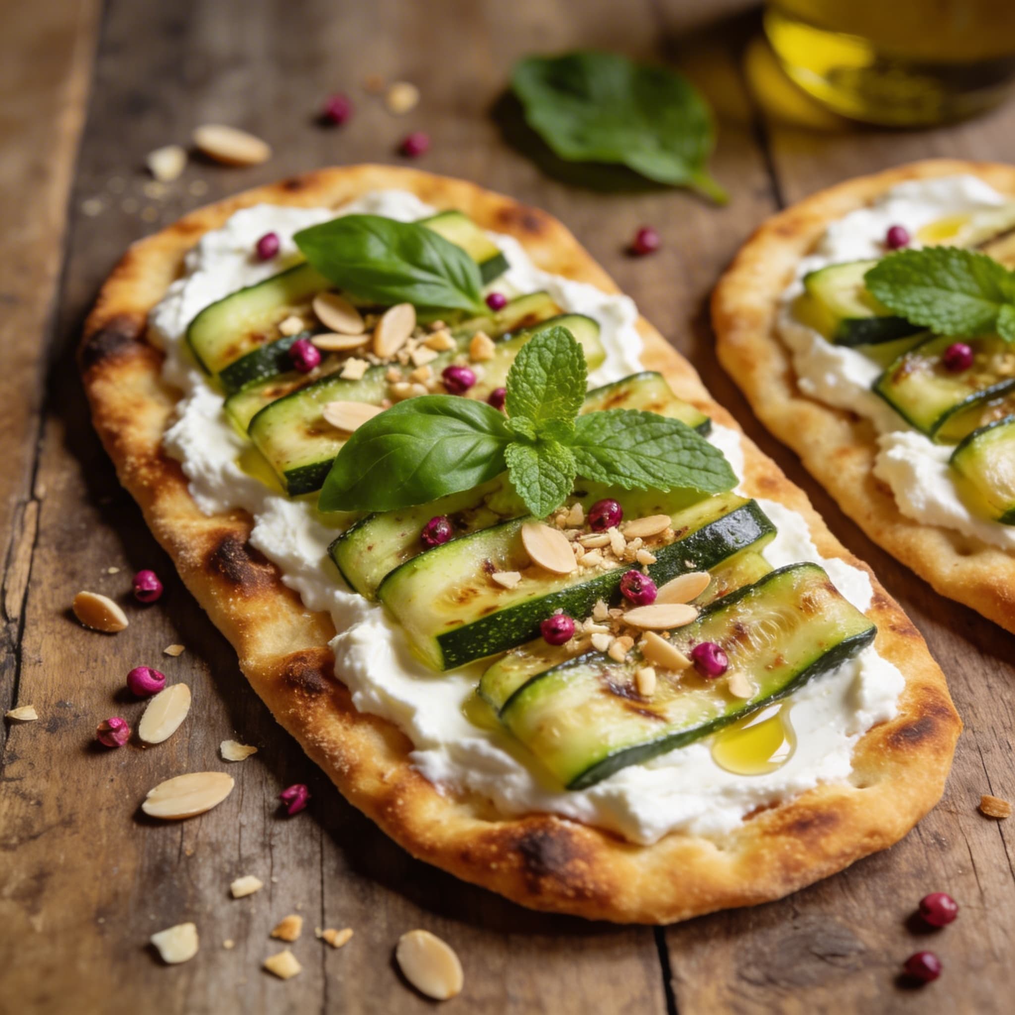 Zucchini-Pfannenbrot mit Ricotta