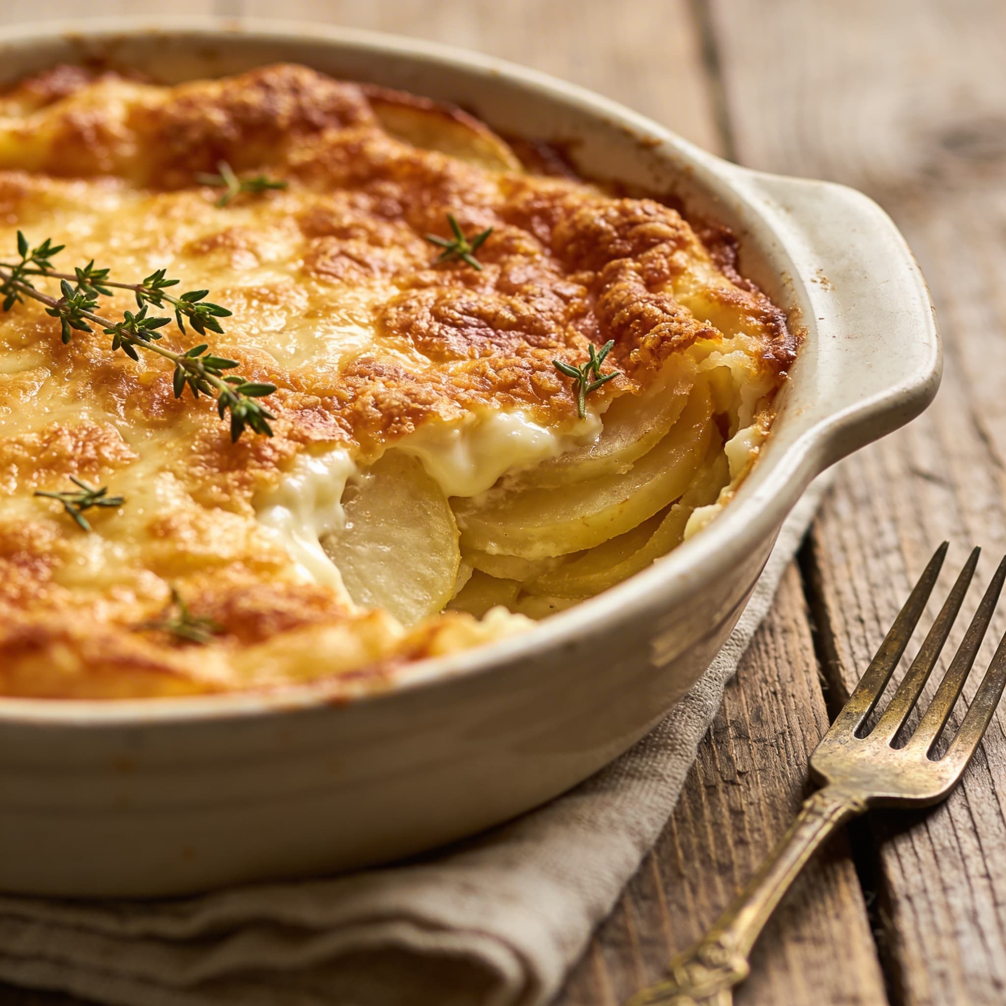 Klassisches cremiges Kartoffelgratin