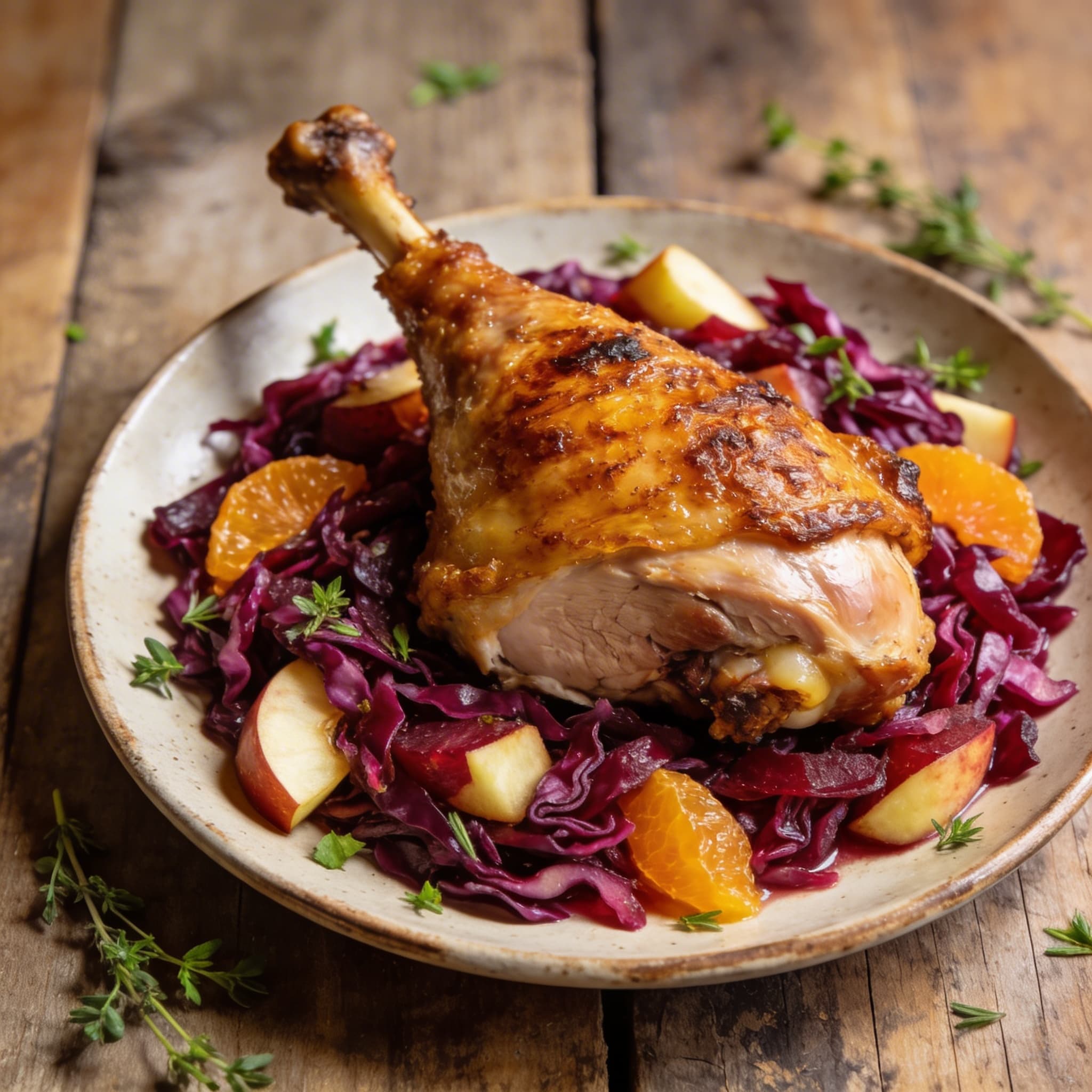 Saftiger Putenbraten mit Rotkohl