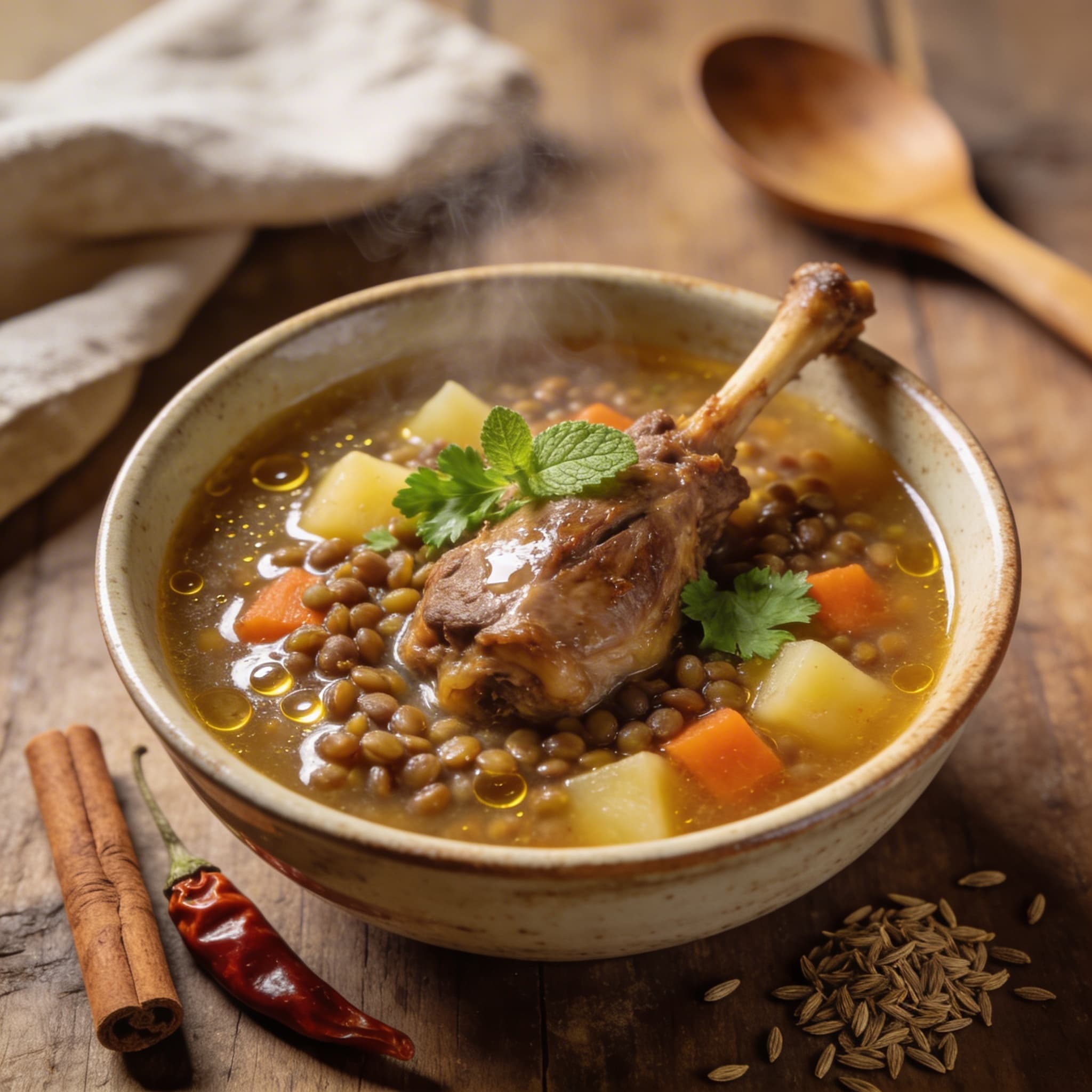 Würziges Lamm-Linsensuppe