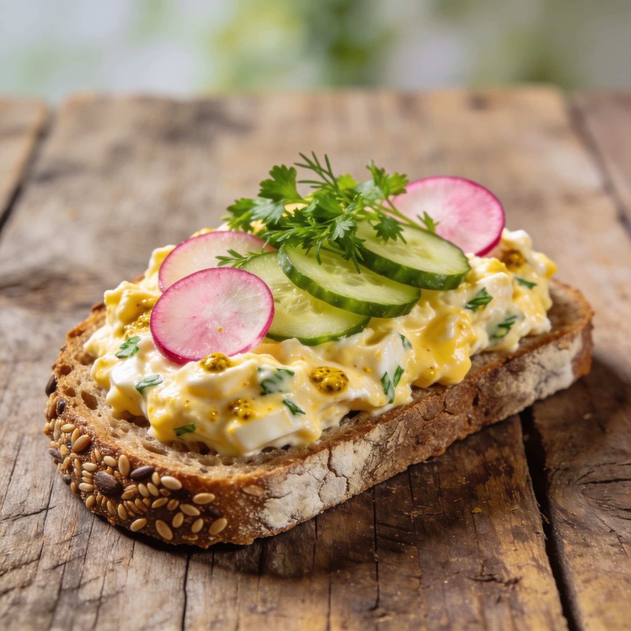 Frischer Petersilien-Eiersalat auf Brot