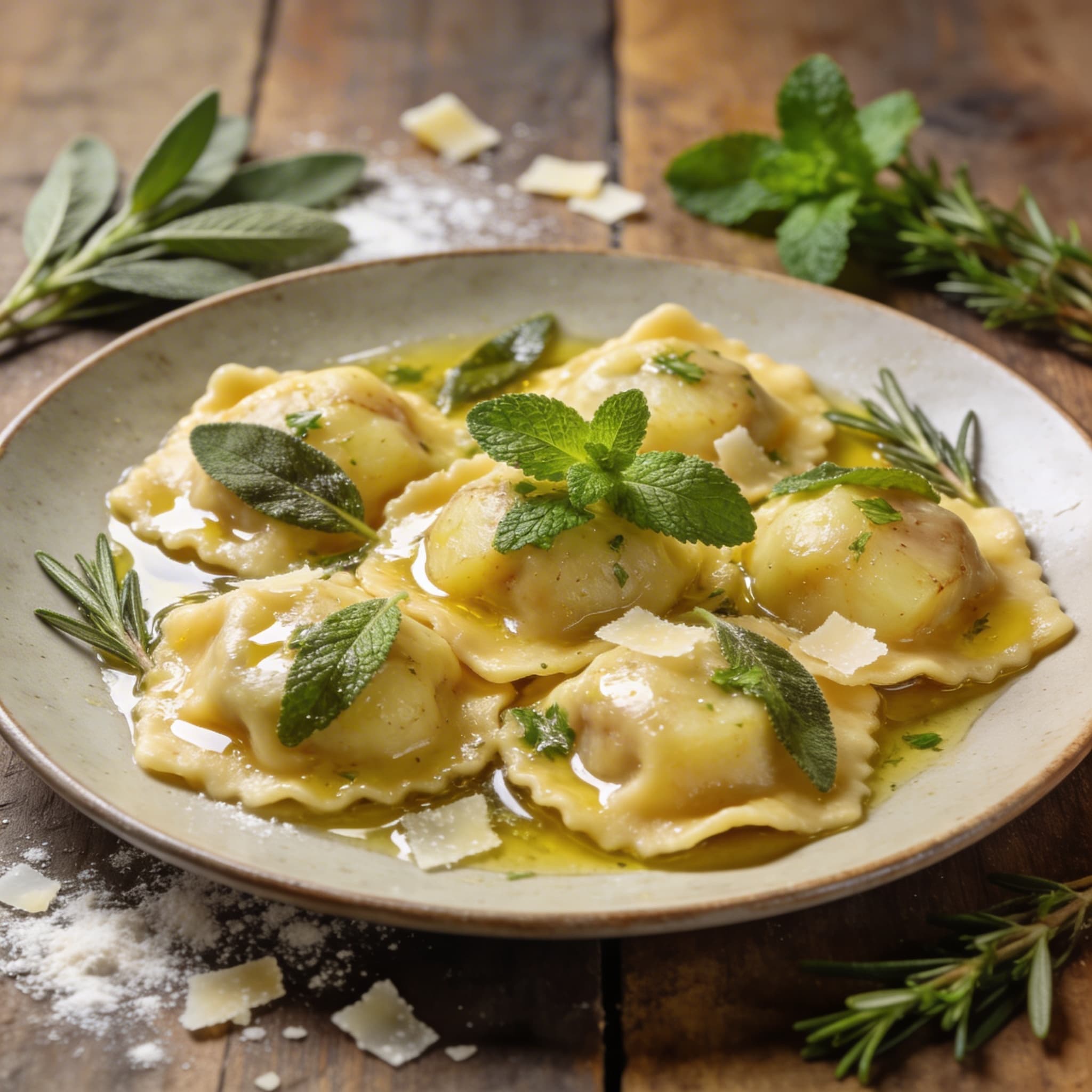 Frische Kartoffel-Minz-Ravioli