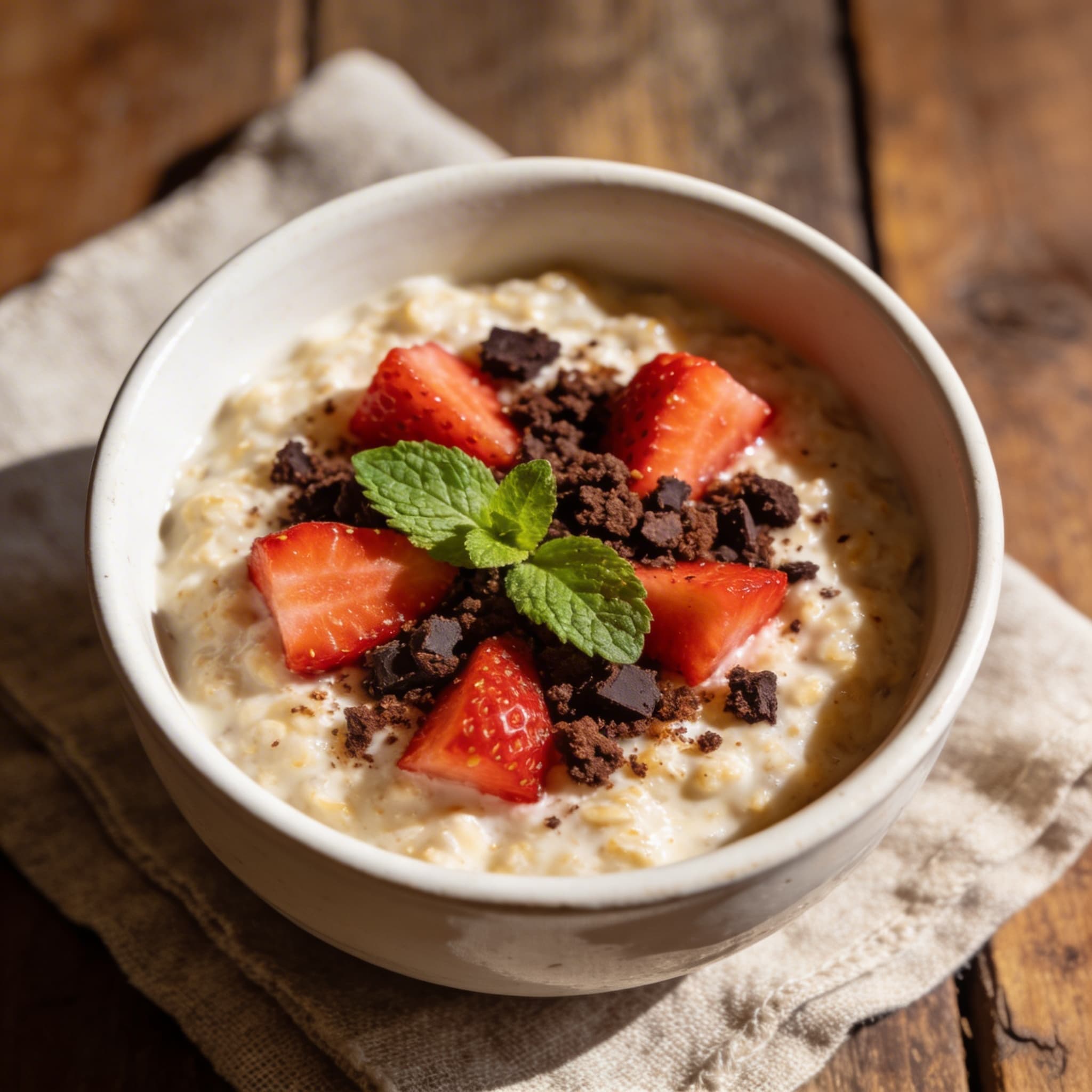 Grießbrei mit frischen Erdbeeren