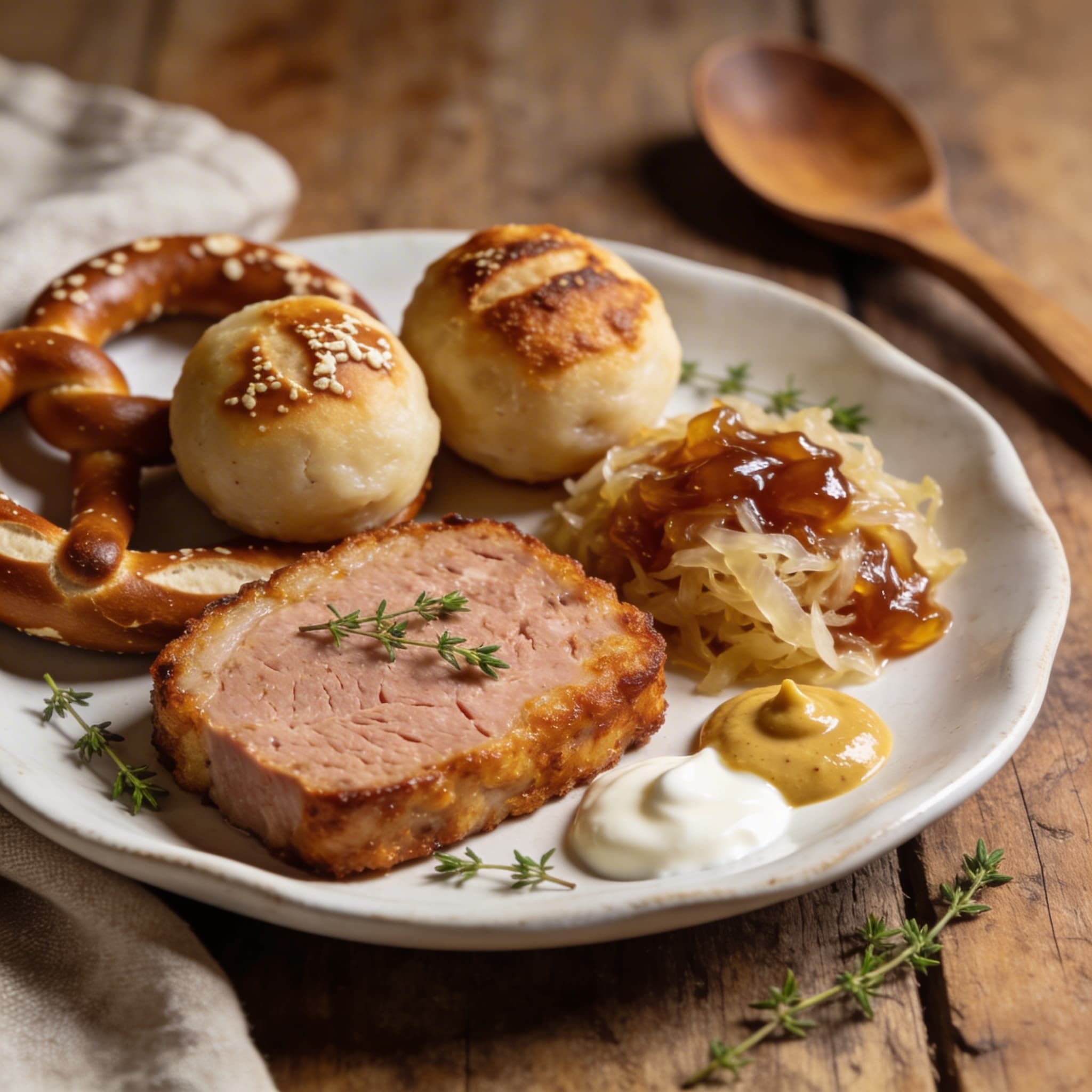 Bayerischer Leberkäse mit Brezelknödeln