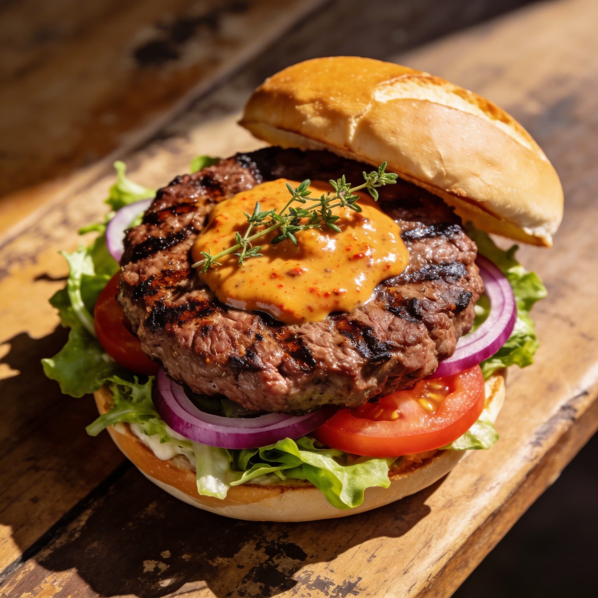 Klassischer Rinderburger vom Grill