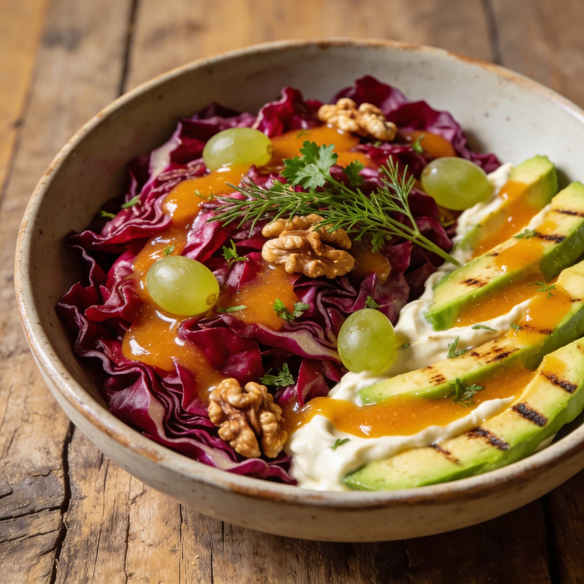 Rotkohlsalat mit Grill-Avocado