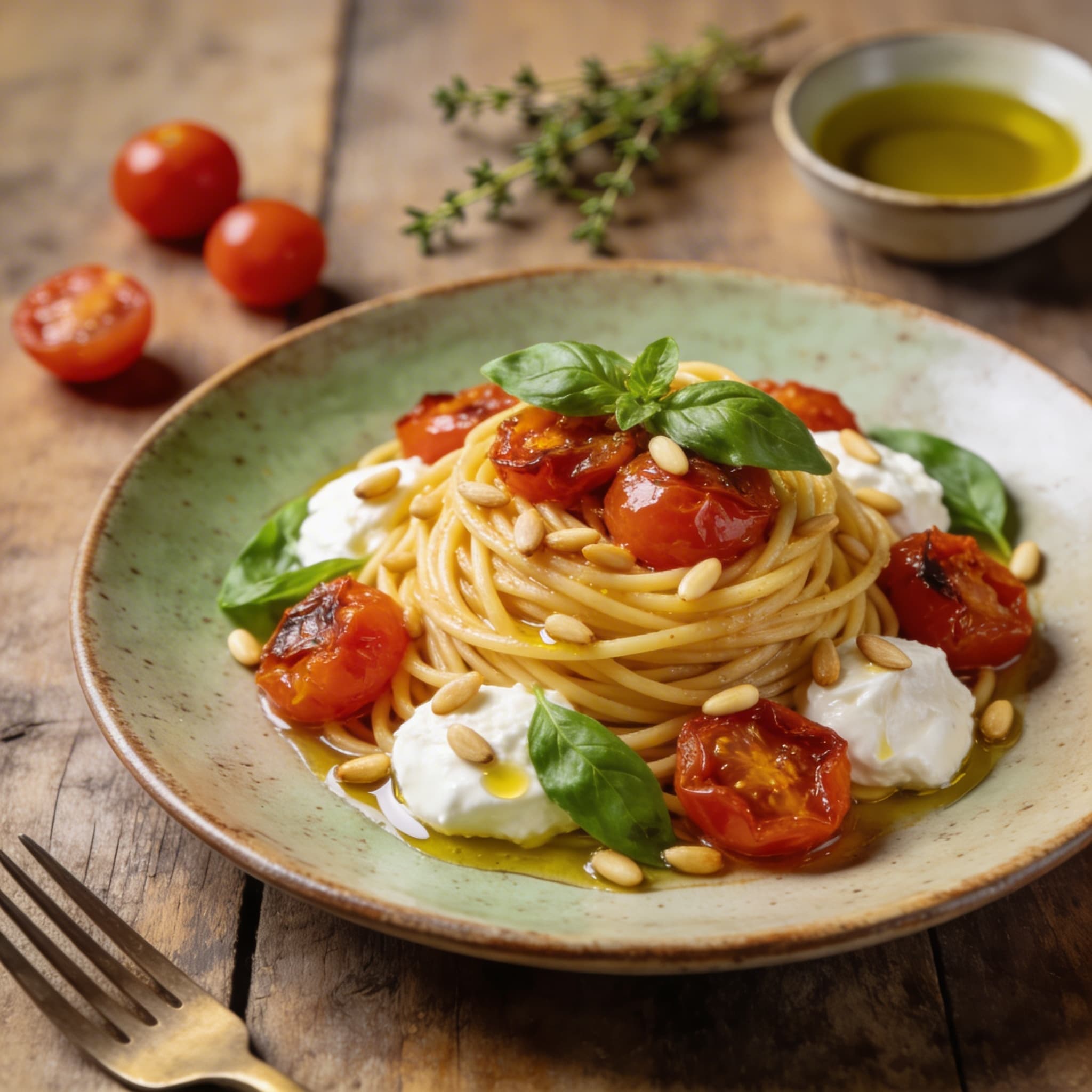 Spaghetti mit gerösteten Tomaten