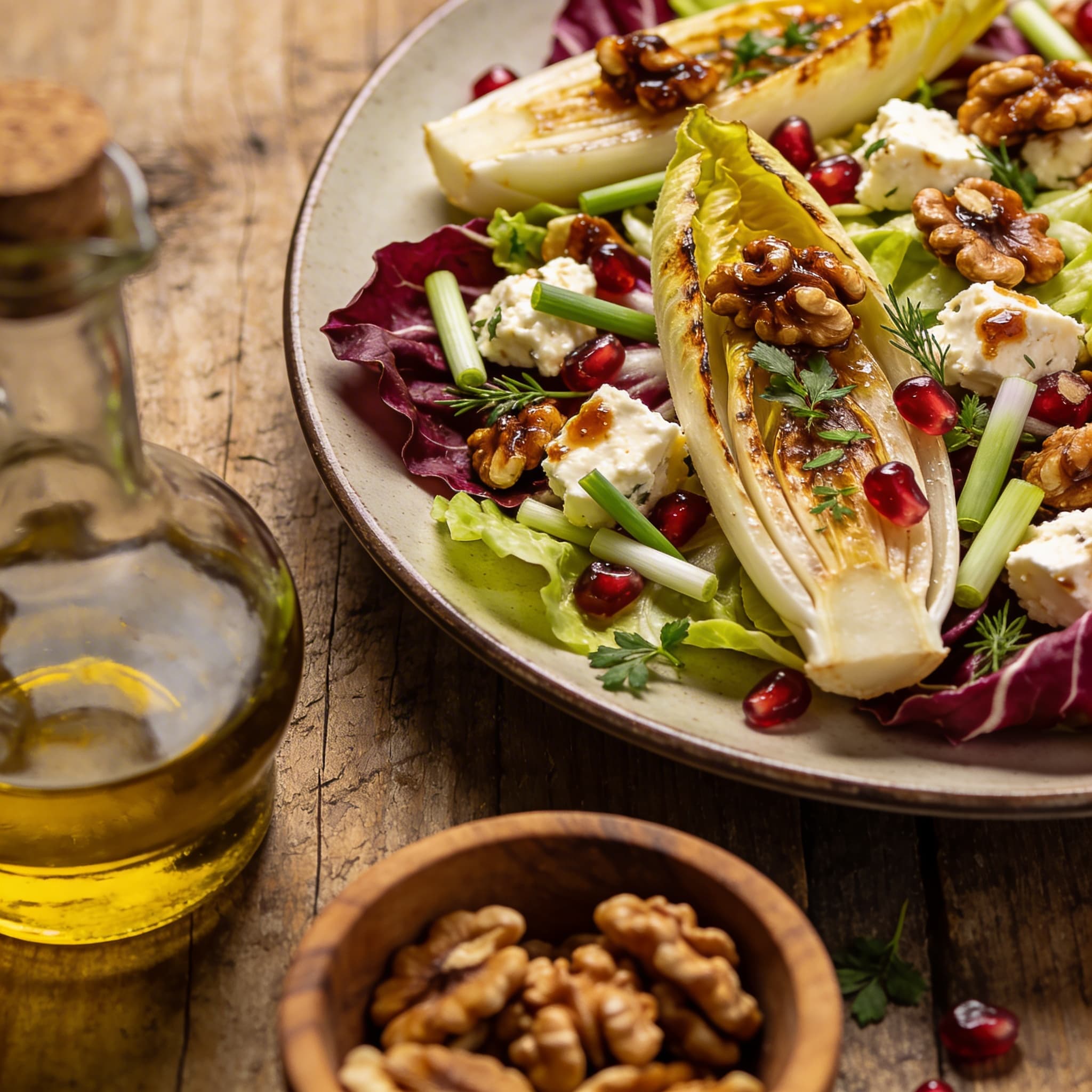 Lauwarmer Endiviensalat mit Nuss-Feta