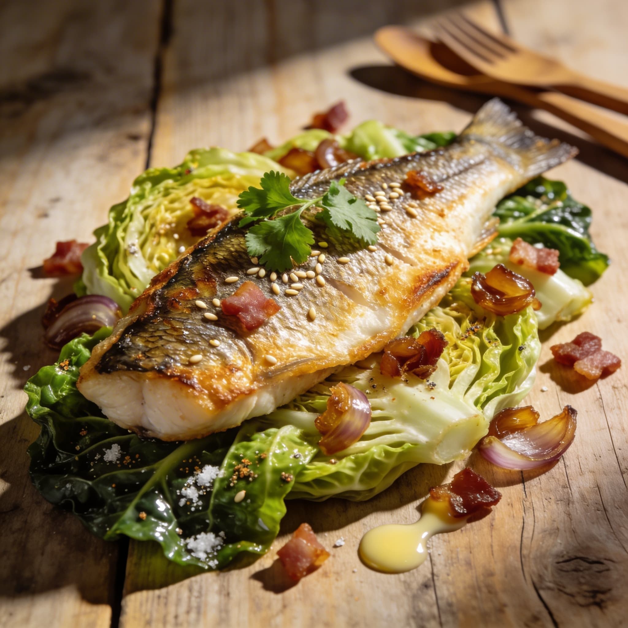 Gedünsteter Zander auf Wirsing