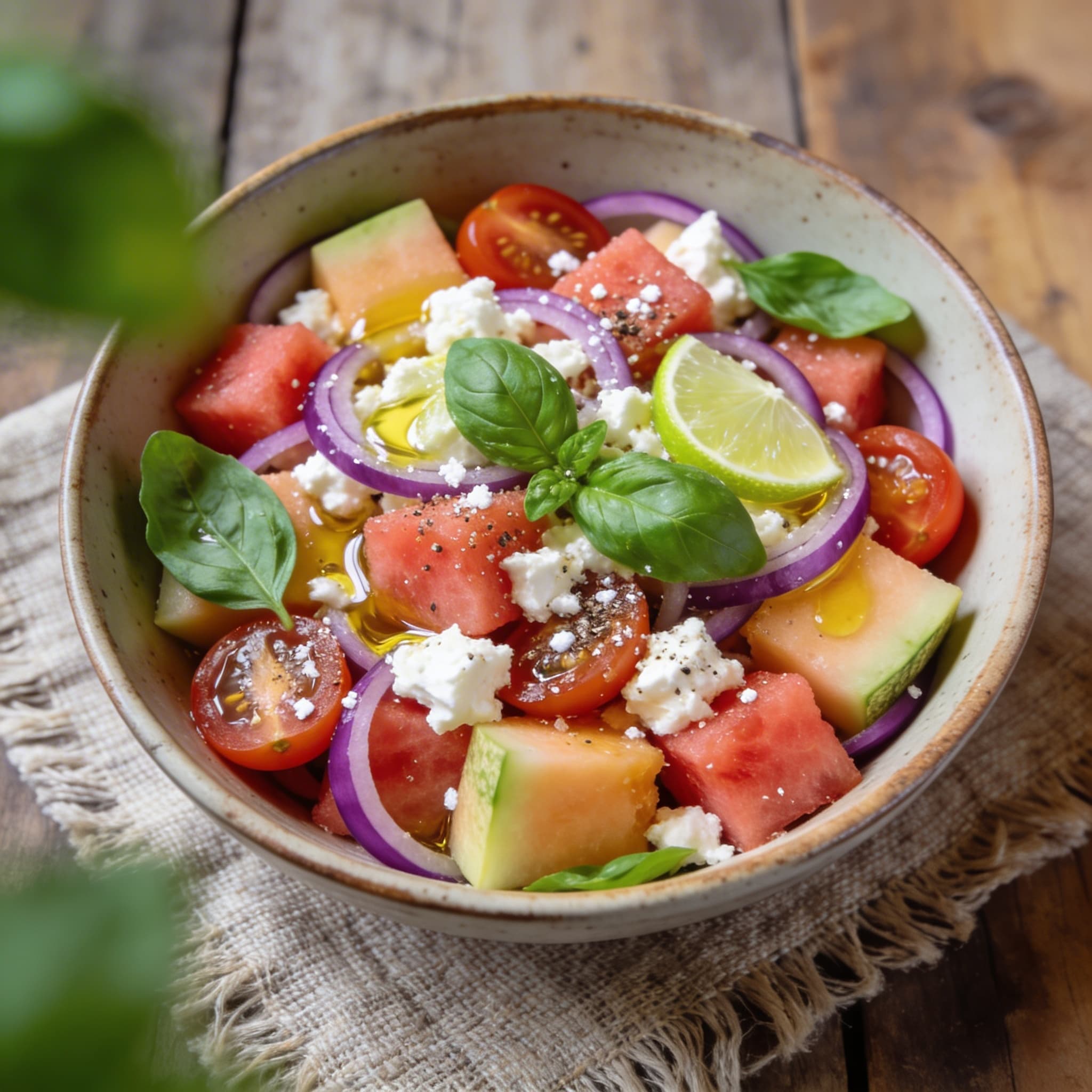 Melonen-Tomaten-Salat mit Feta