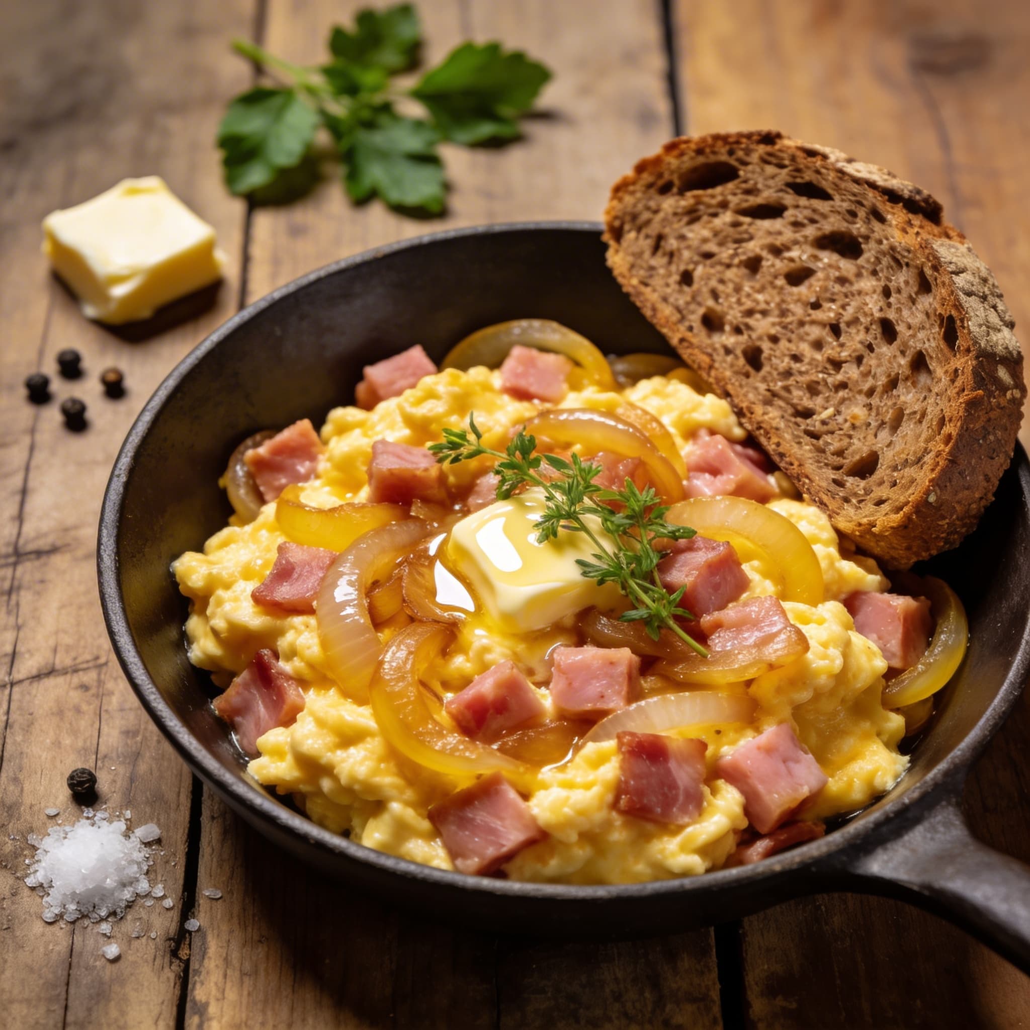 Herzhaftes Rührei mit Schinken