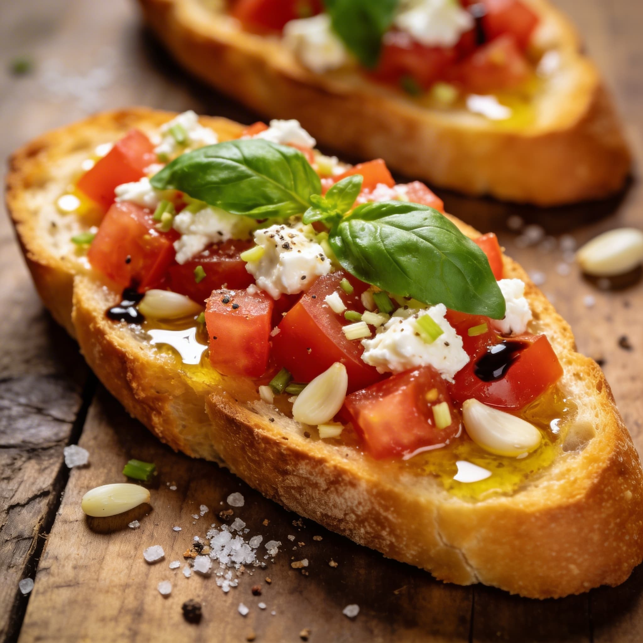 Bruschetta mit Tomaten und Feta