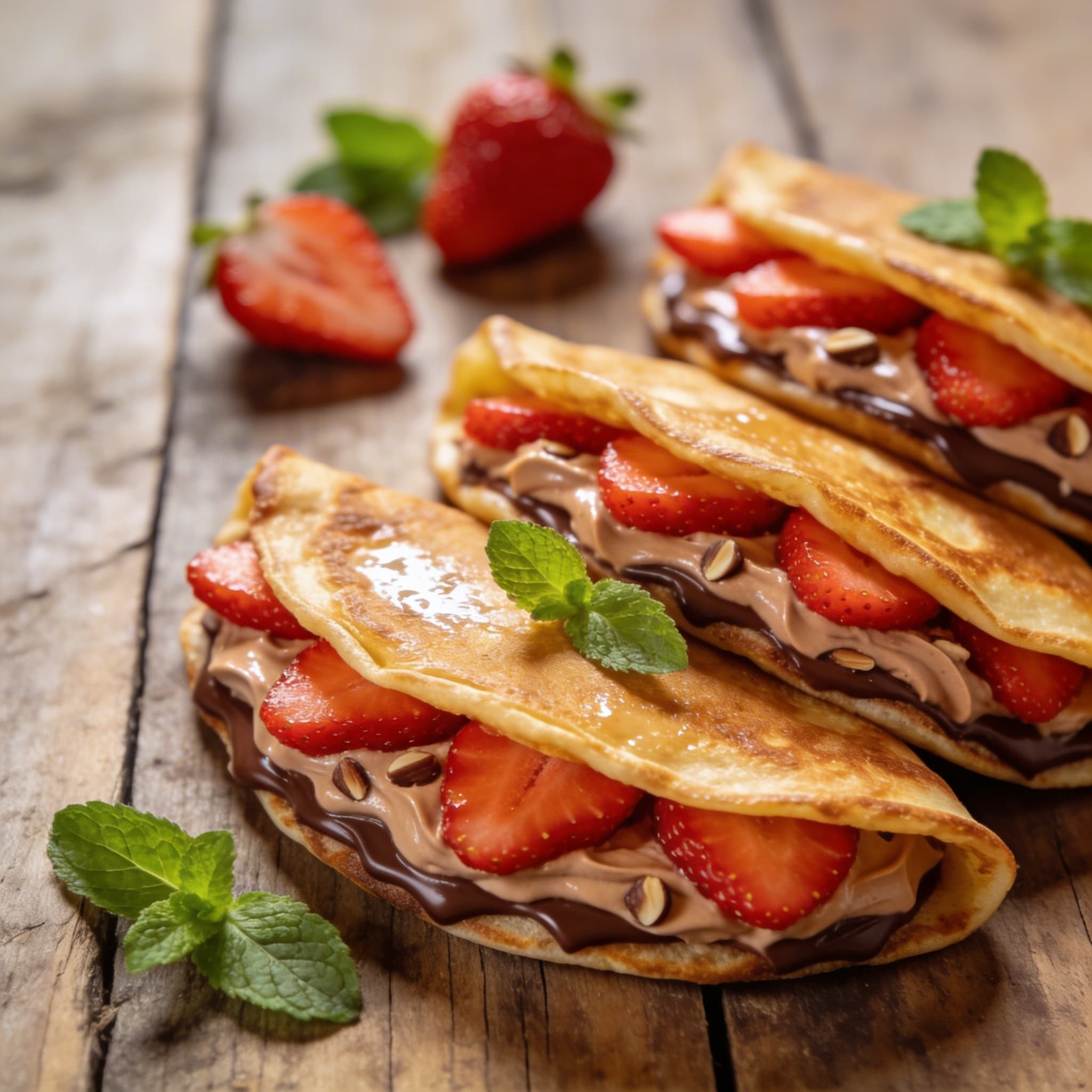 Süße Erdbeer-Pfannkuchen mit Schoko