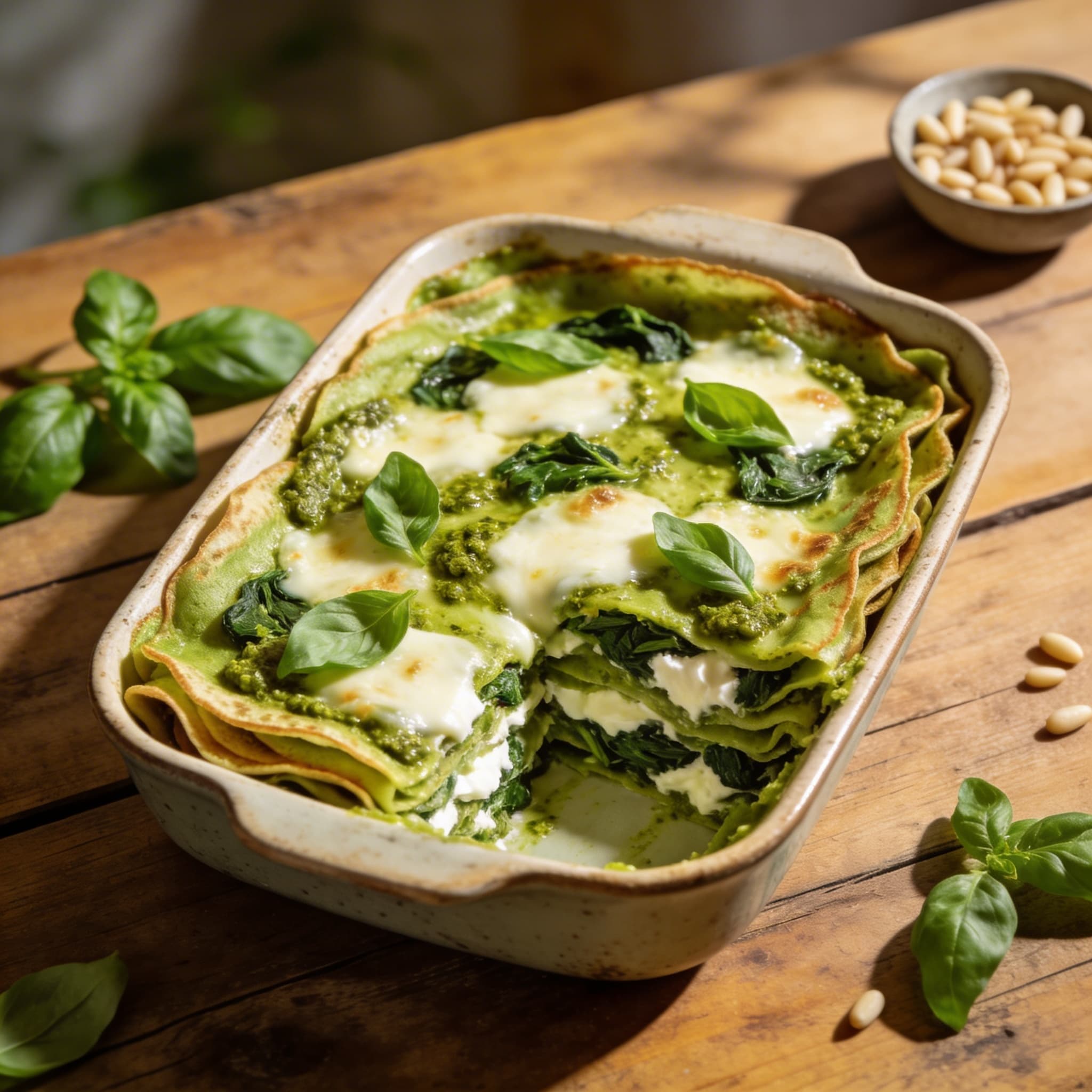 Grüne Pfannkuchen-Lasagne