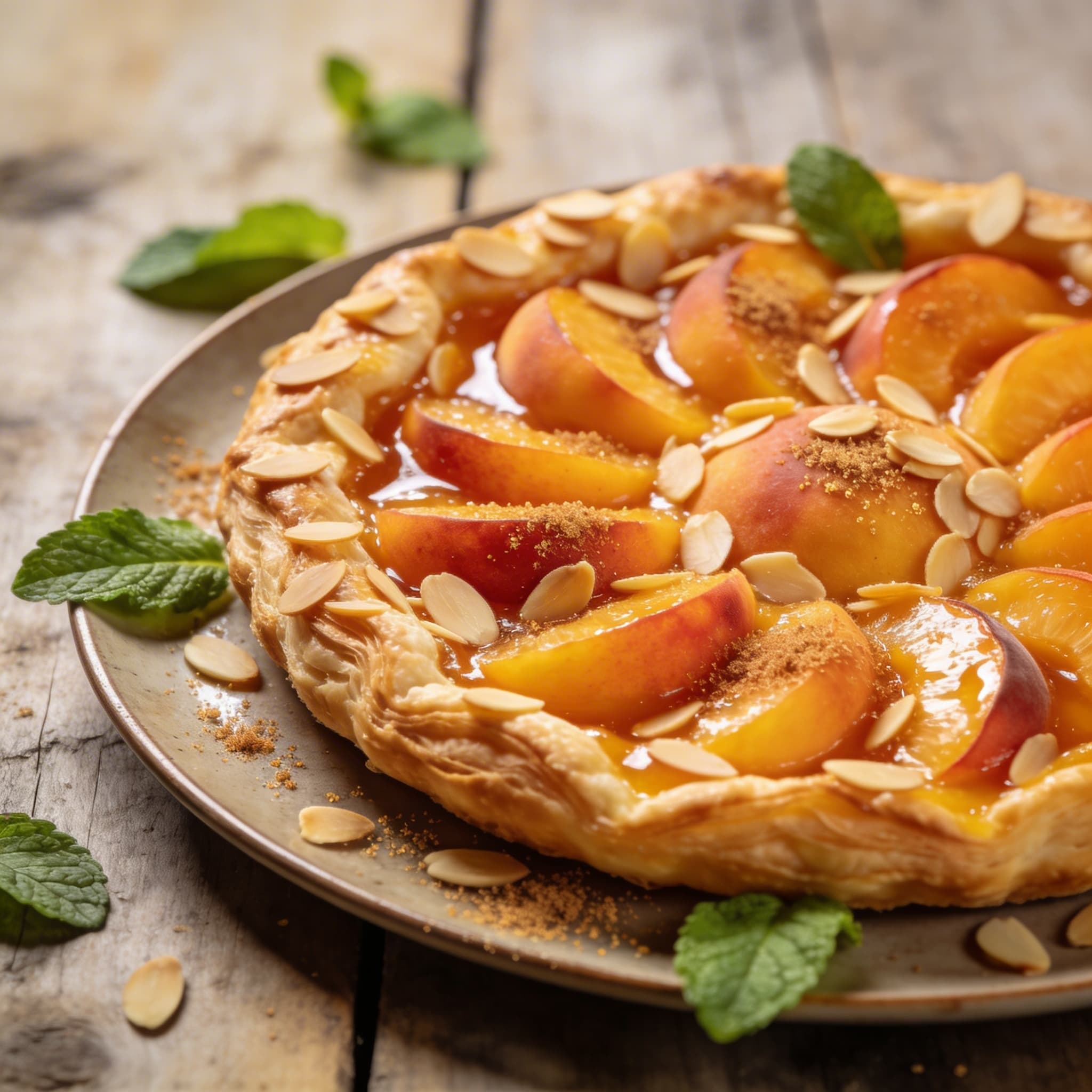 Goldene Pfirsich-Tarte mit Mandeln
