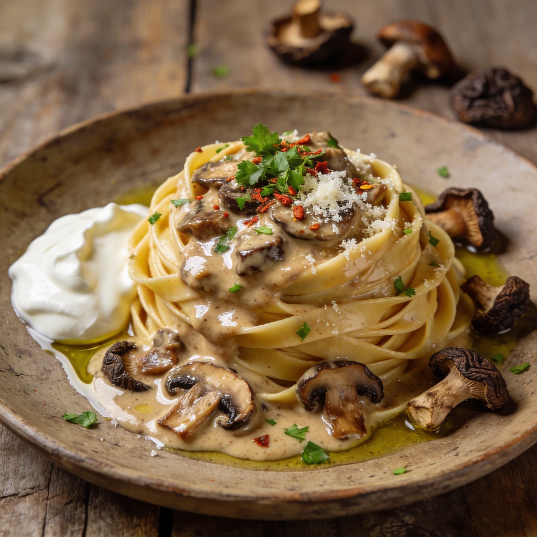 Cremiges Steinpilz-Ragù mit Tagliatelle