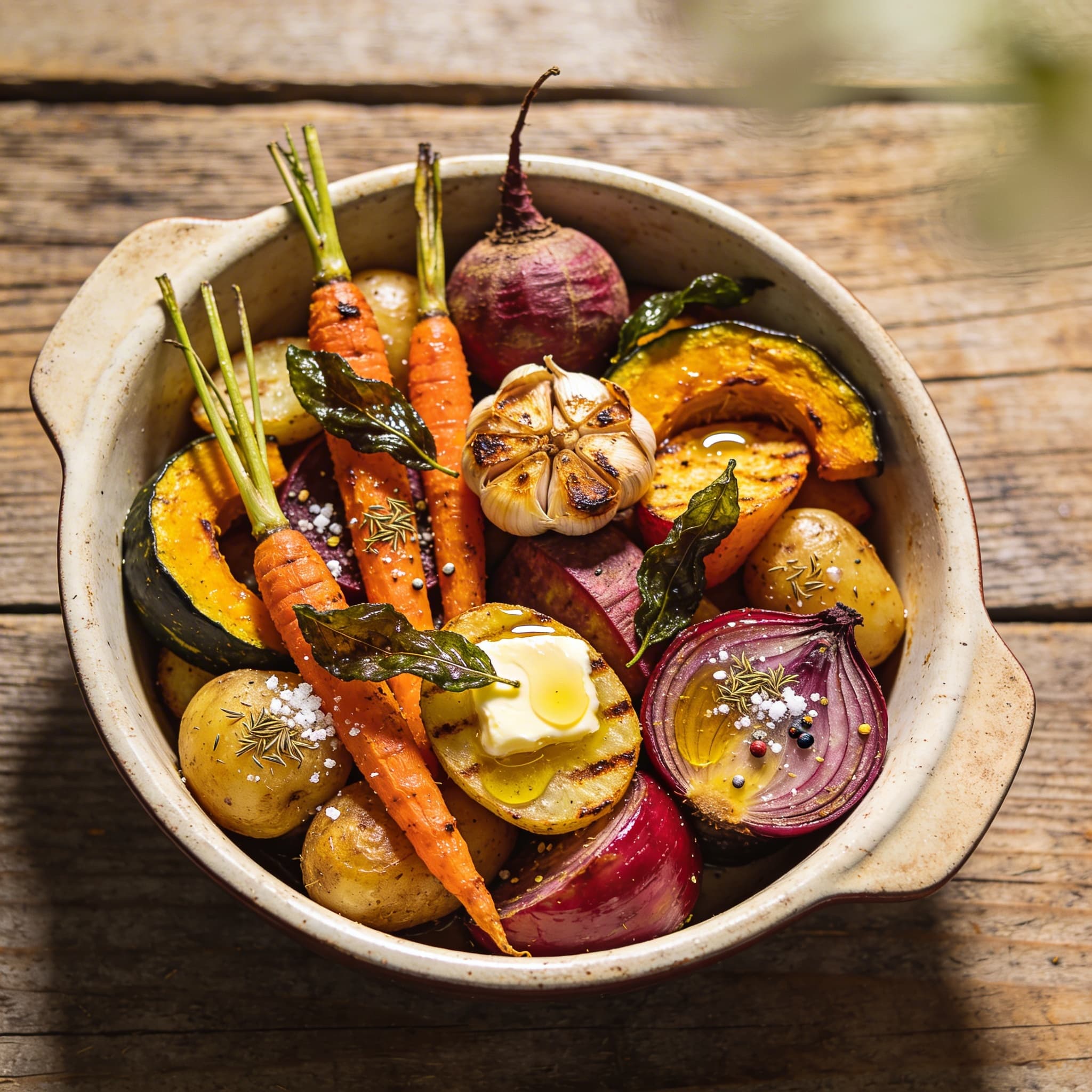 Ofengemüse mit geröstetem Knoblauch