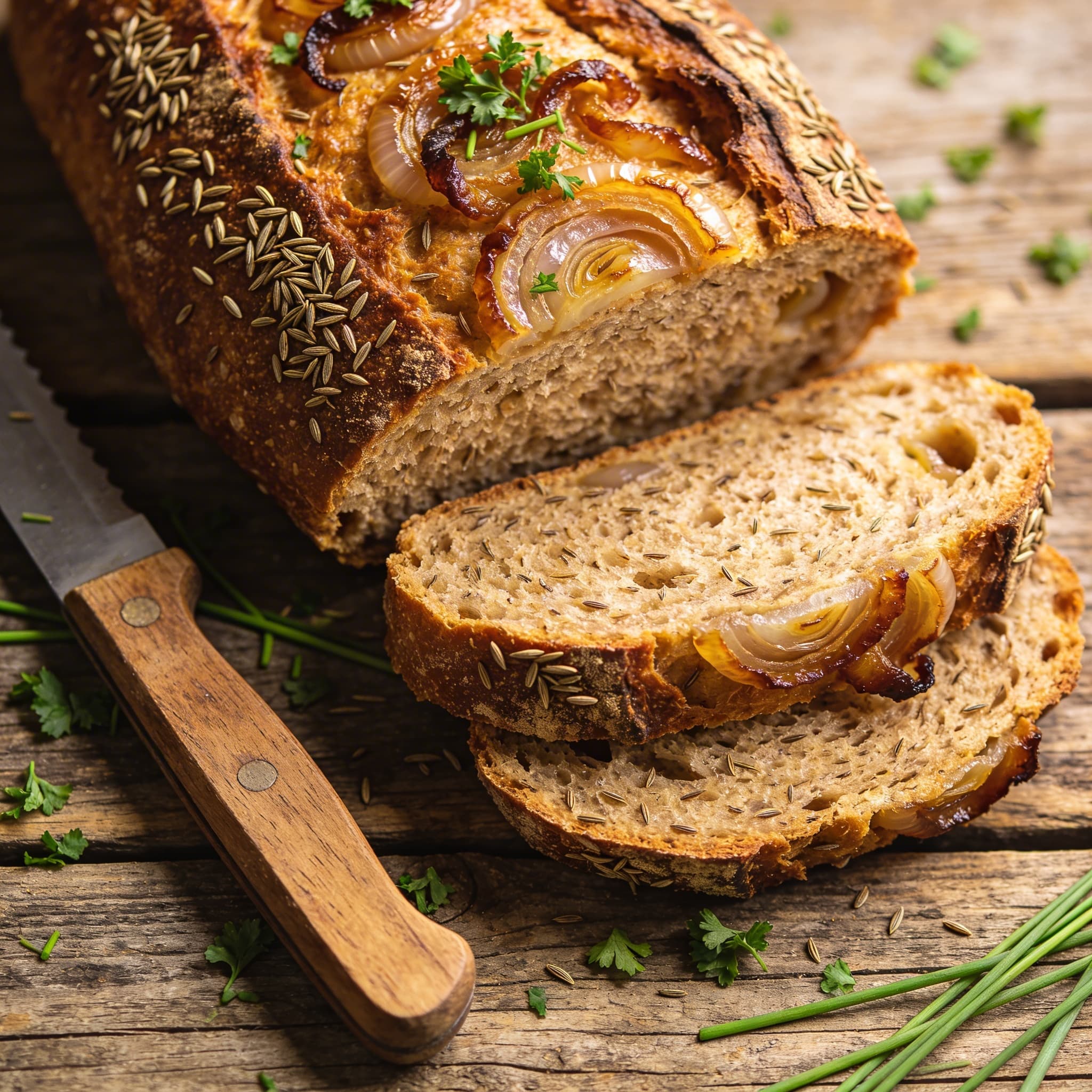 Herzhaftes Zwiebel Kümmelbrot